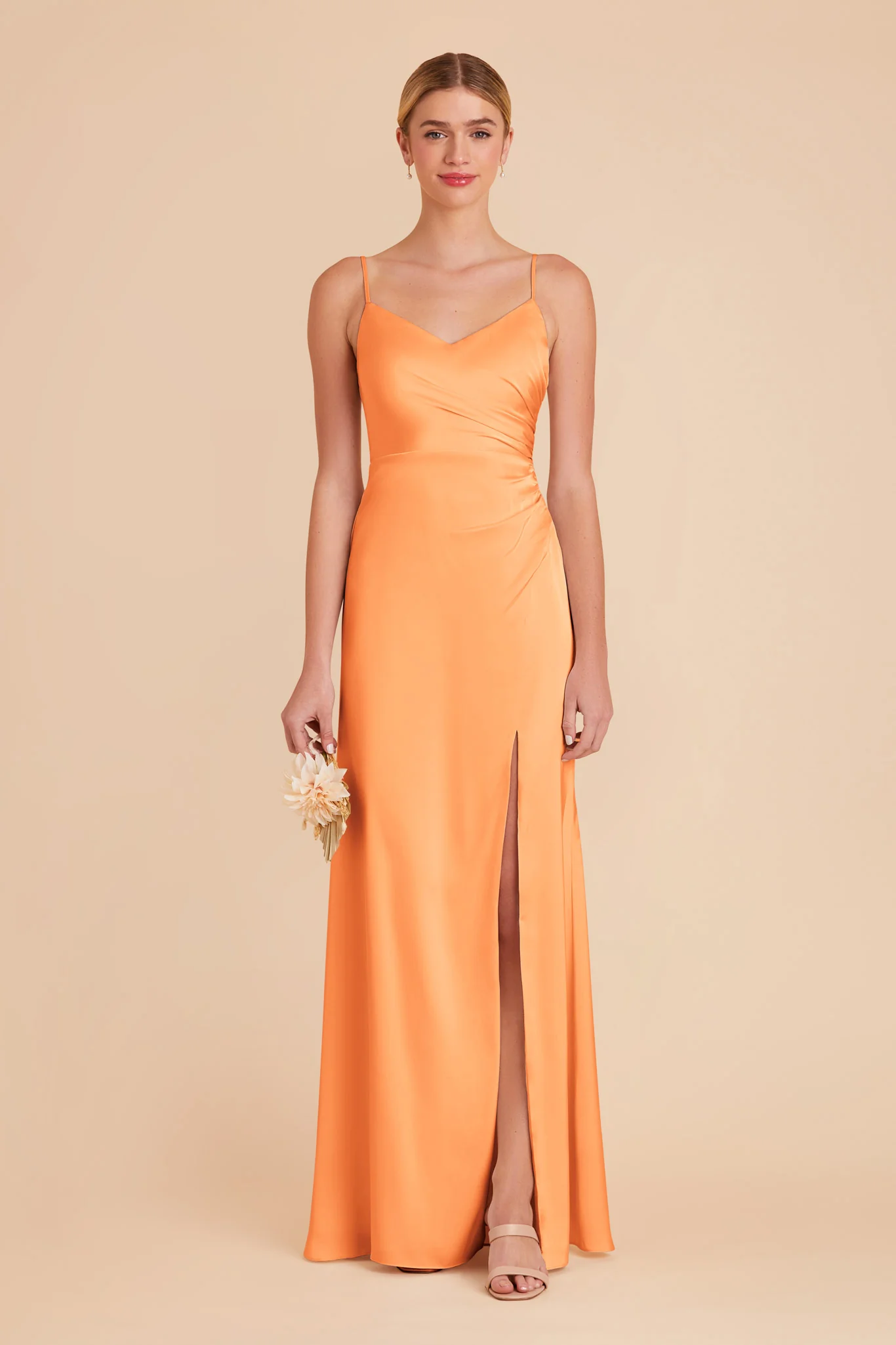 Catherine Matte Satin Dress - Apricot