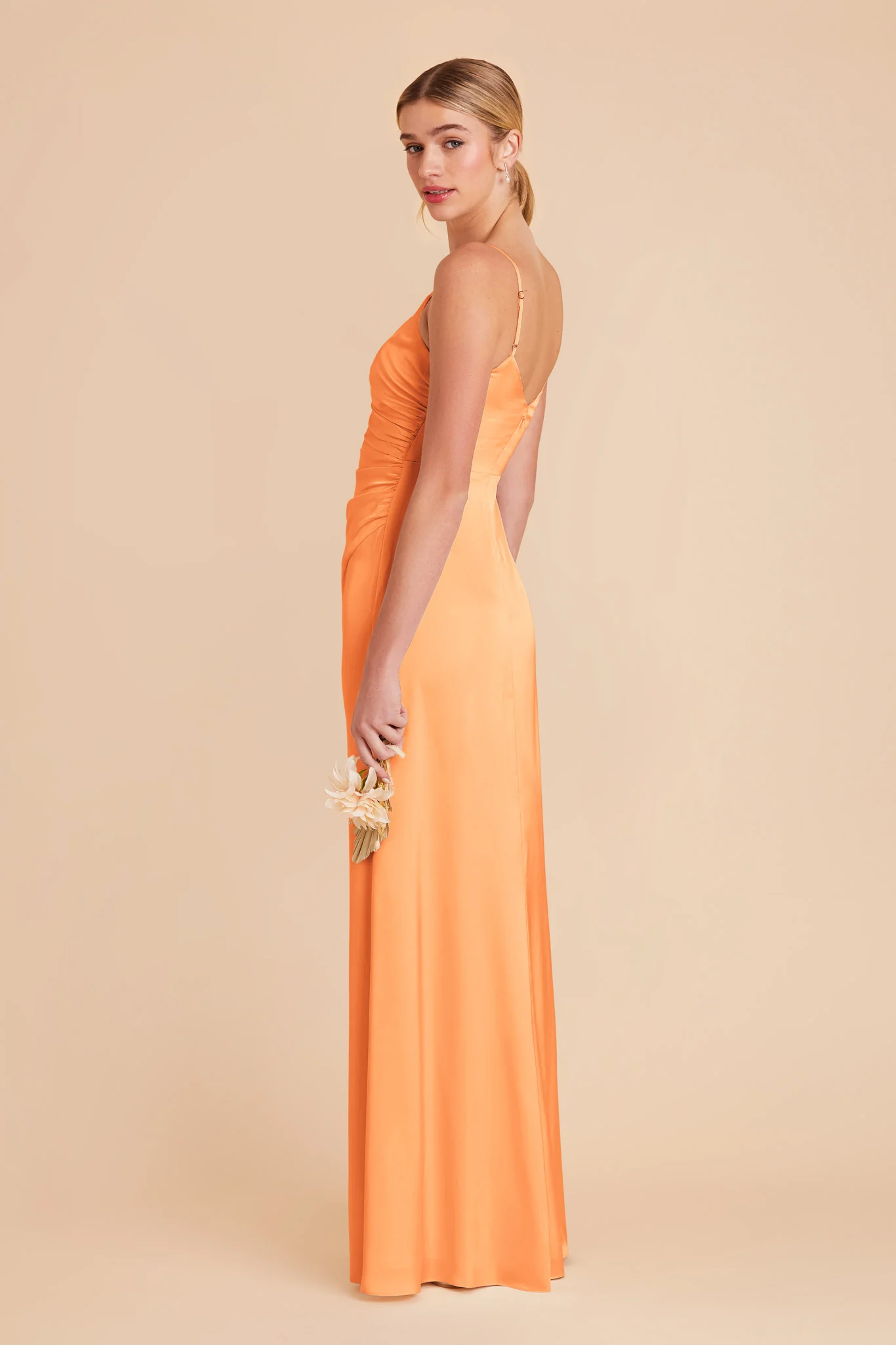 Catherine Matte Satin Dress - Apricot - Image 3