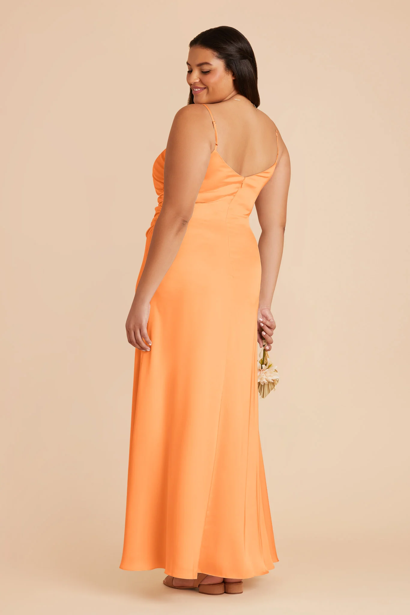 Catherine Matte Satin Dress - Apricot - Image 6