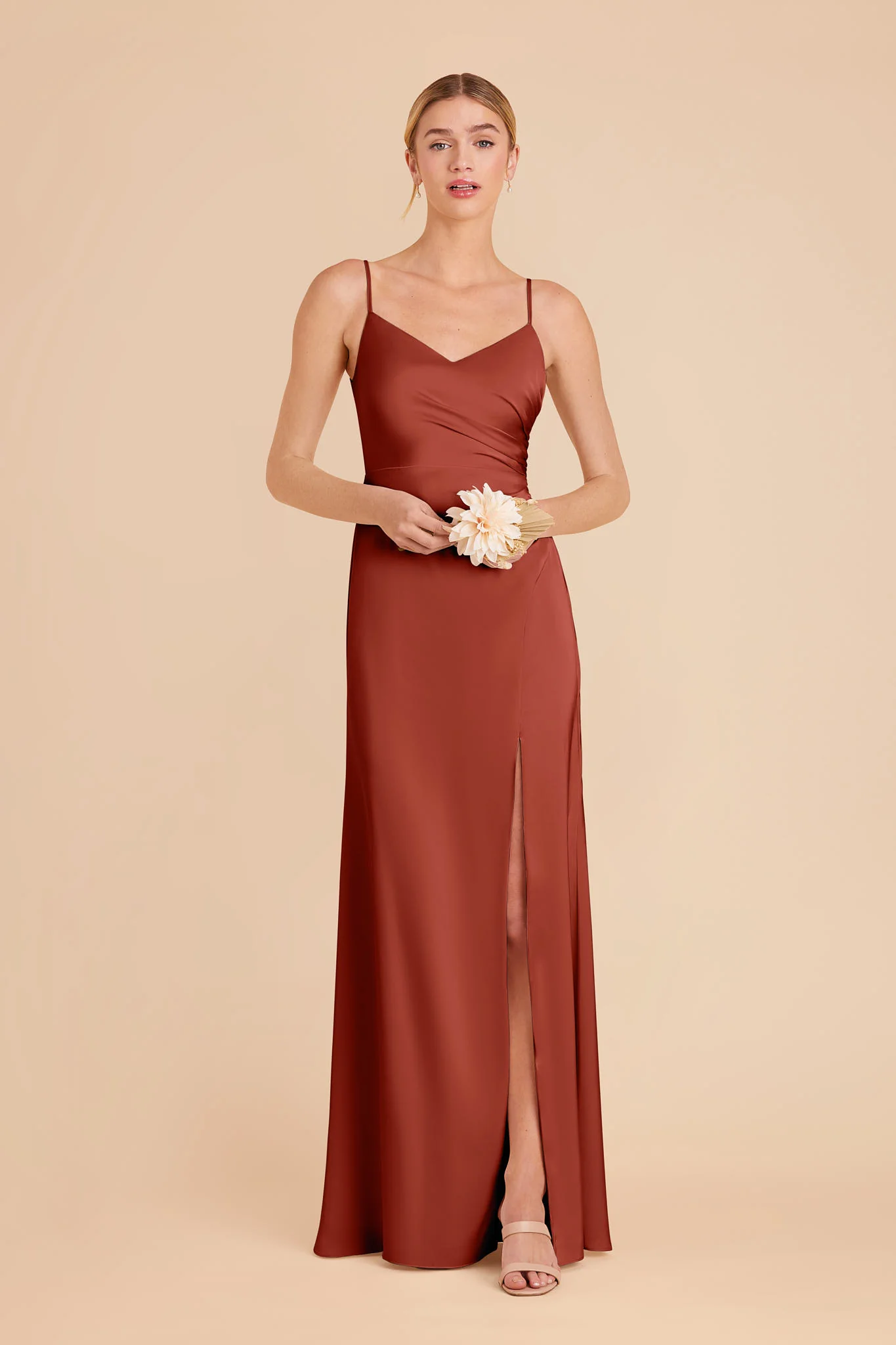 Catherine Matte Satin Dress - Auburn
