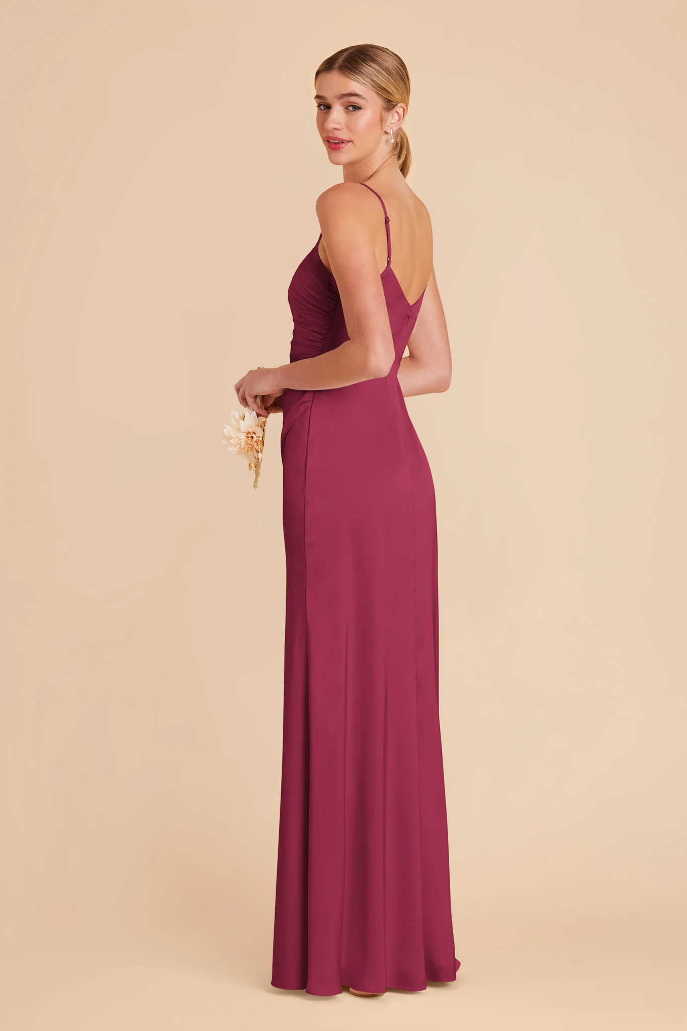 Catherine Matte Satin Dress - Berry - Image 4
