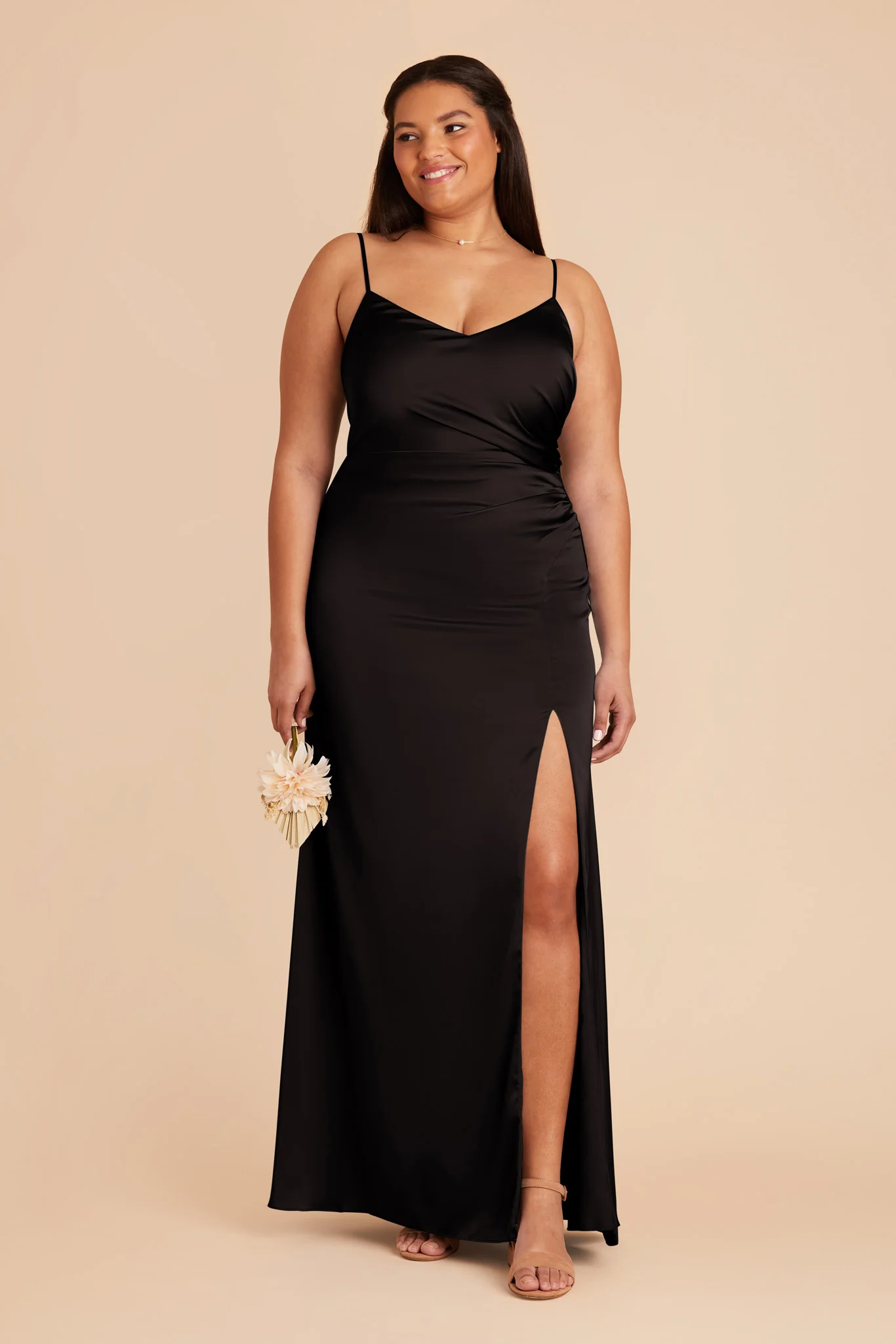 Catherine Matte Satin Dress - Black - Image 6