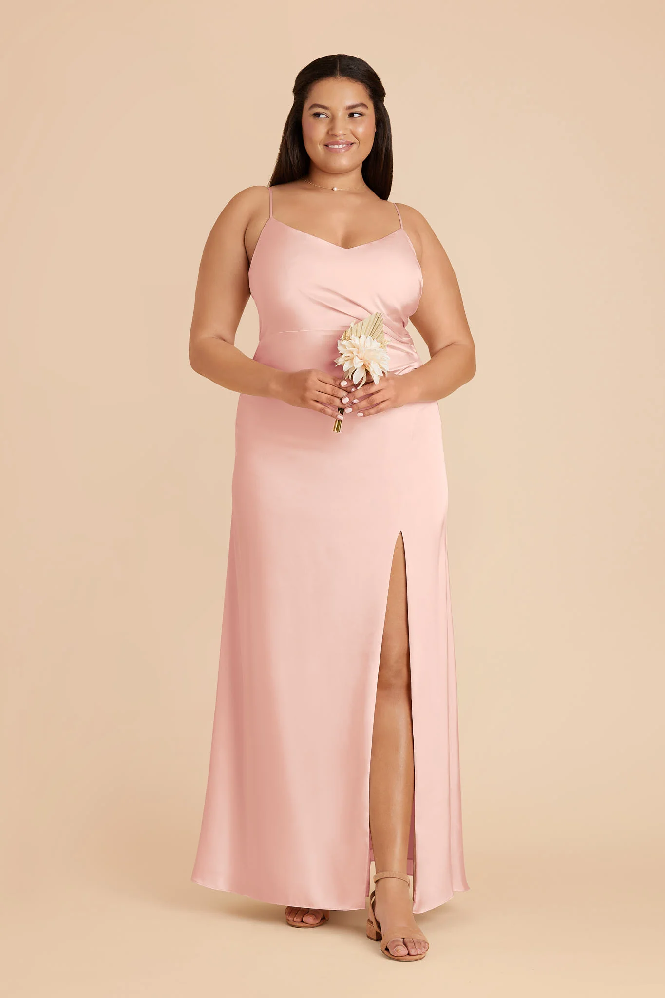 Catherine Matte Satin Dress - Blush Pink - Image 7