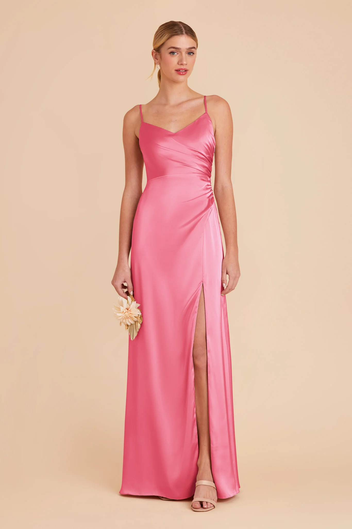 Catherine Matte Satin Dress - Bon Bon Pink