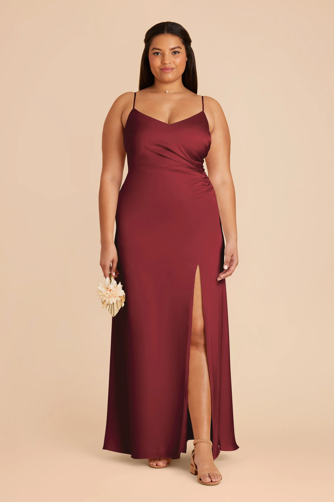 Catherine Matte Satin Dress - Burgundy - Image 2