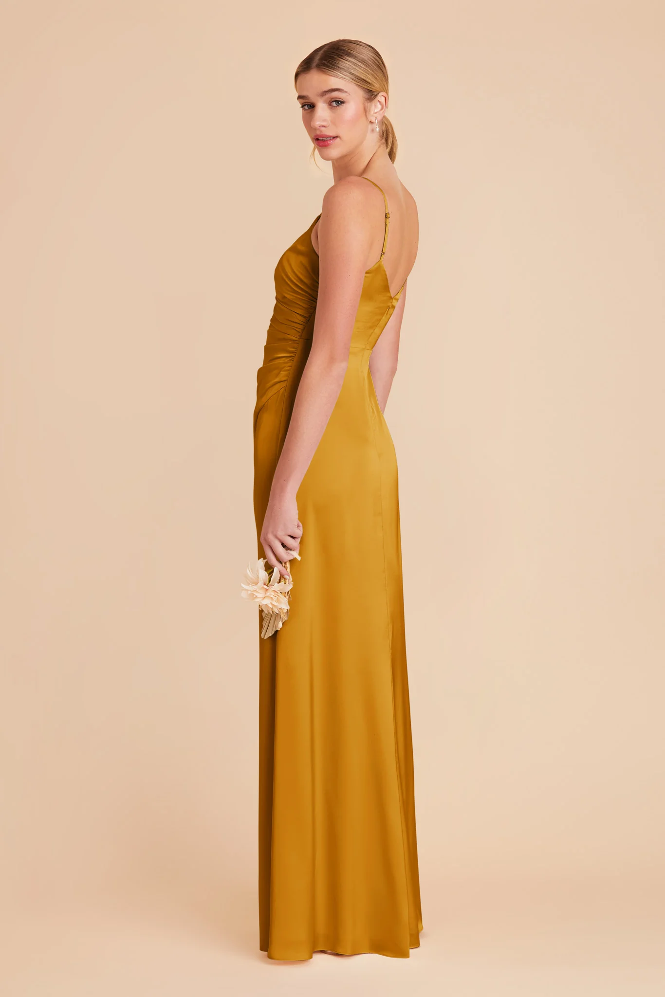 Catherine Matte Satin Dress - Butterscotch - Image 4