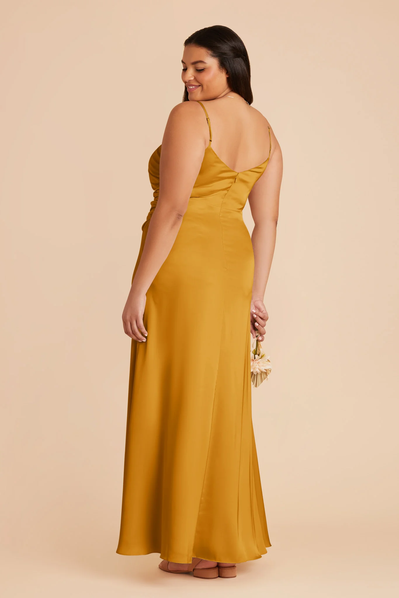 Catherine Matte Satin Dress - Butterscotch - Image 7