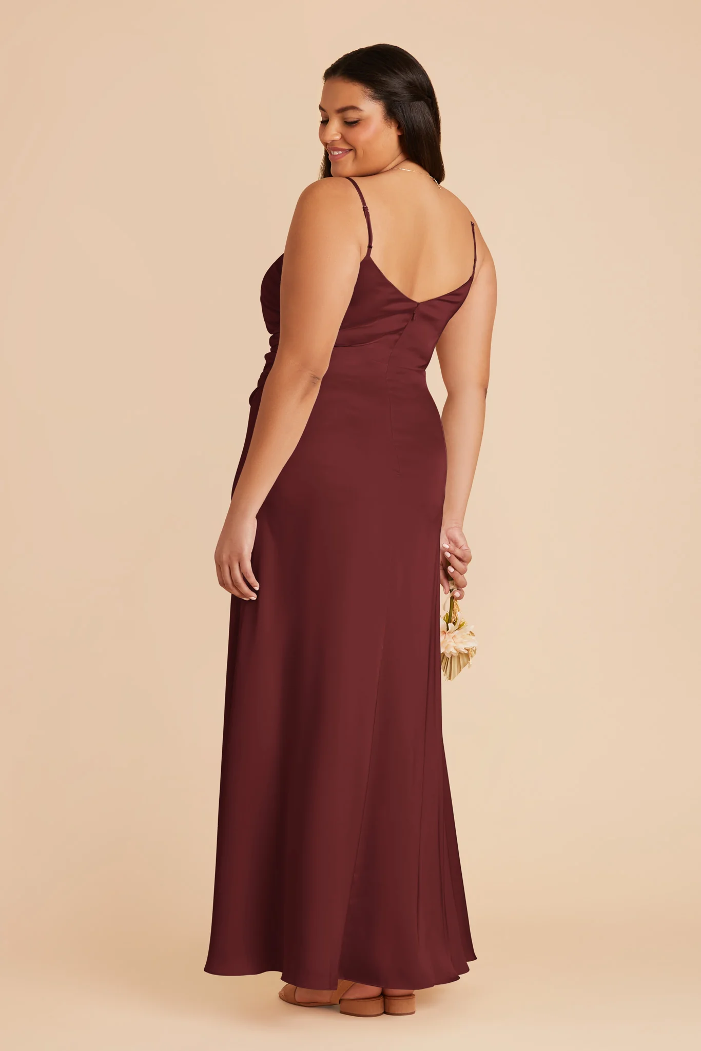 Catherine Matte Satin Dress - Cabernet - Image 8