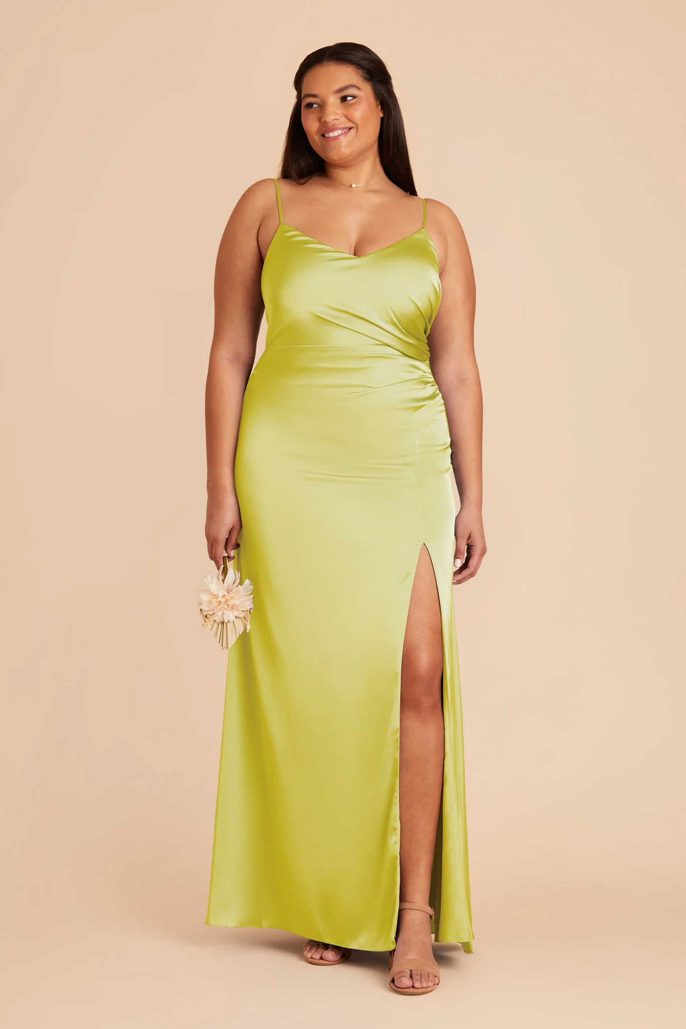 Catherine Matte Satin Dress - Chartreuse - Image 7