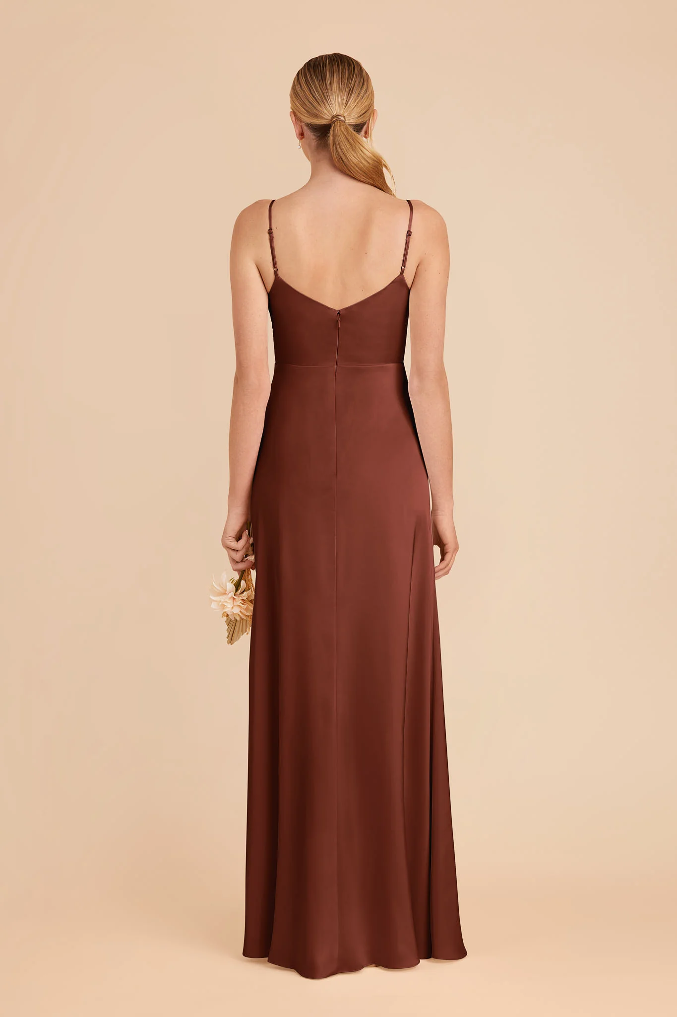 Catherine Matte Satin Dress - Cognac - Image 4