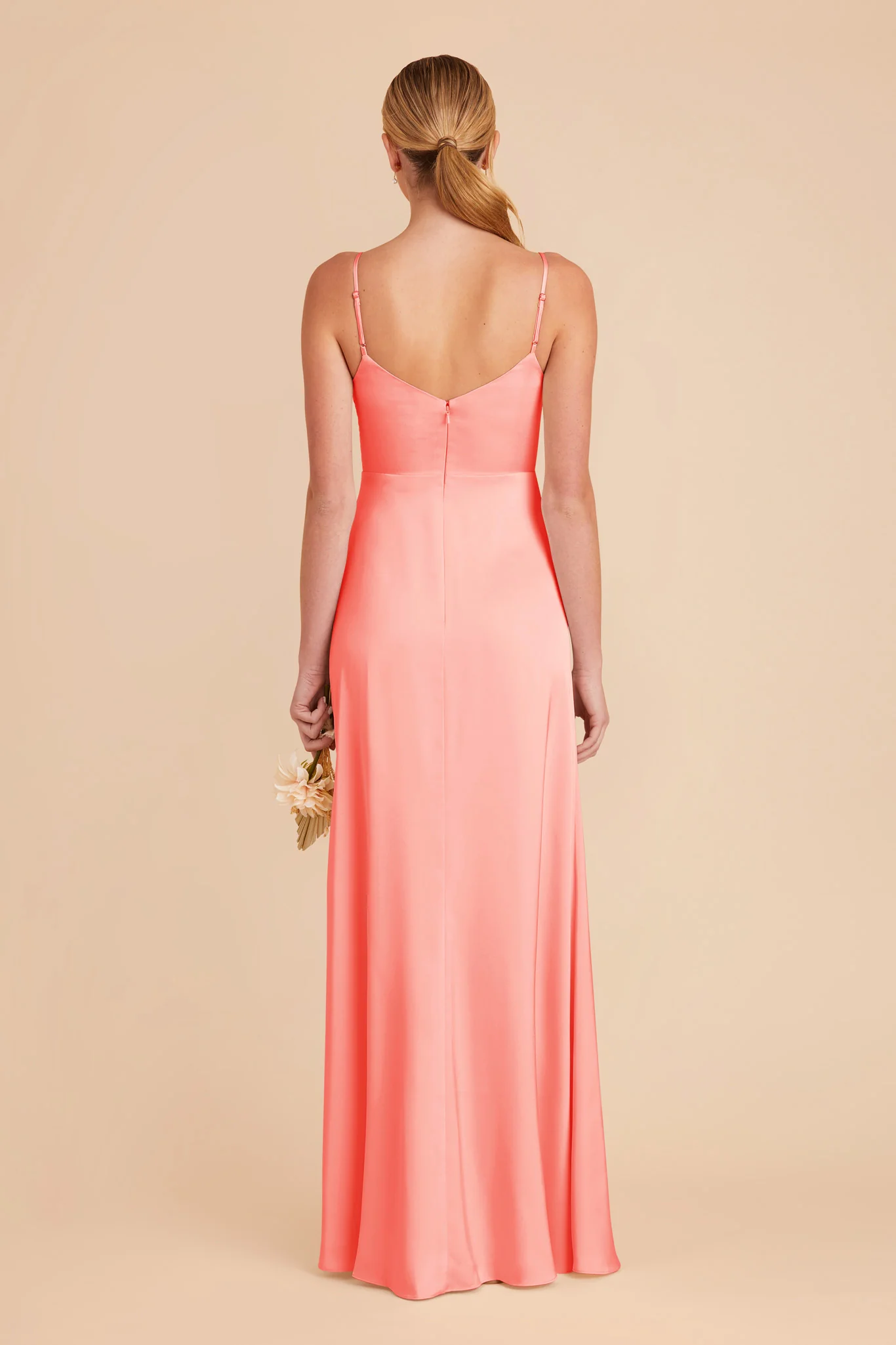 Catherine Matte Satin Dress - Coral Pink - Image 6