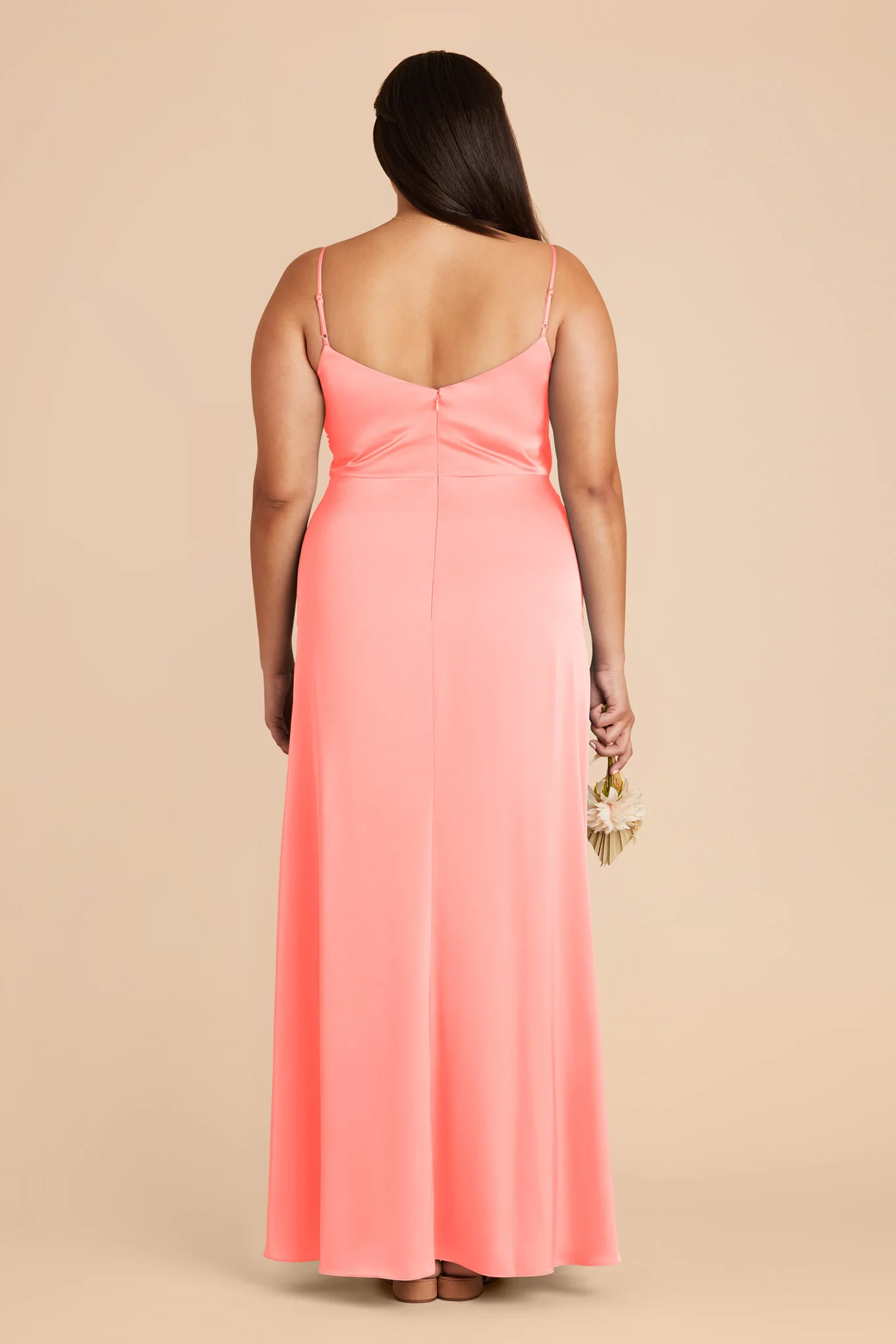 Catherine Matte Satin Dress - Coral Pink - Image 9