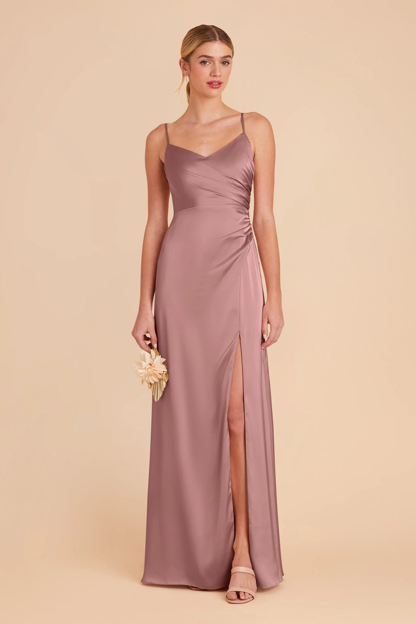 Catherine Matte Satin Dress - Dark Mauve - Image 3