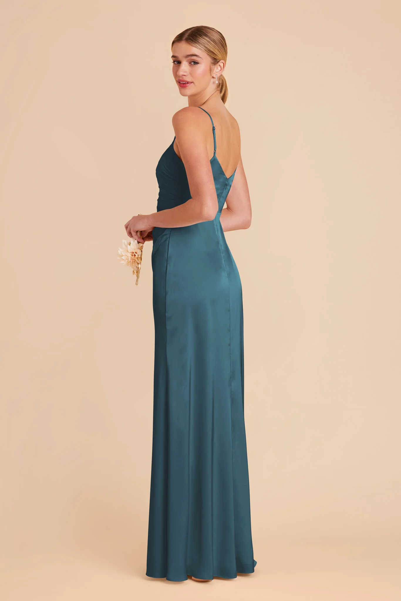 Catherine Matte Satin Dress - Dark Teal - Image 4
