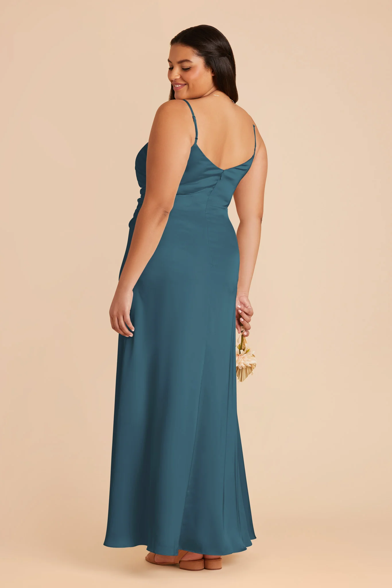 Catherine Matte Satin Dress - Dark Teal - Image 8