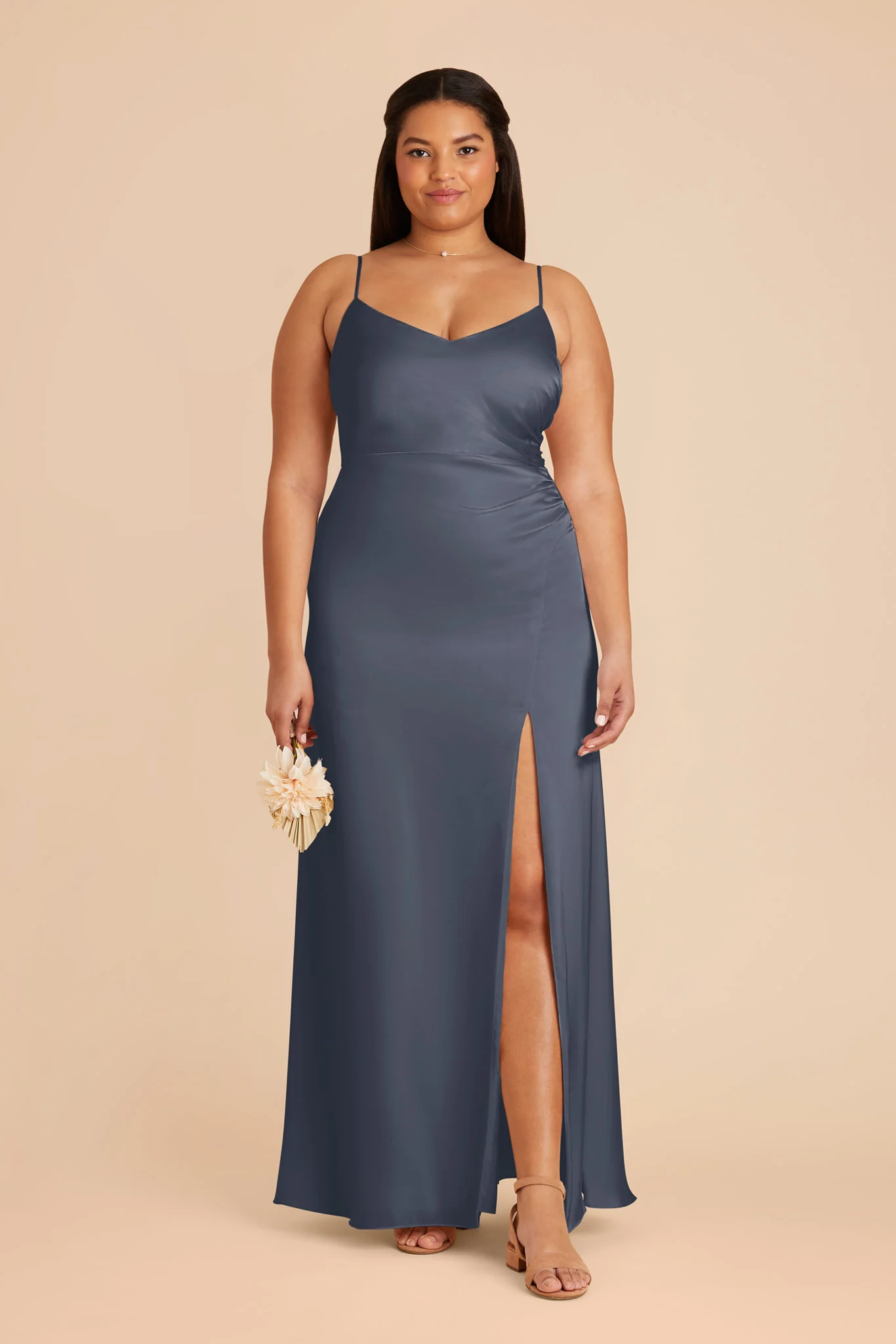 Catherine Matte Satin Dress - Dusk Blue - Image 2