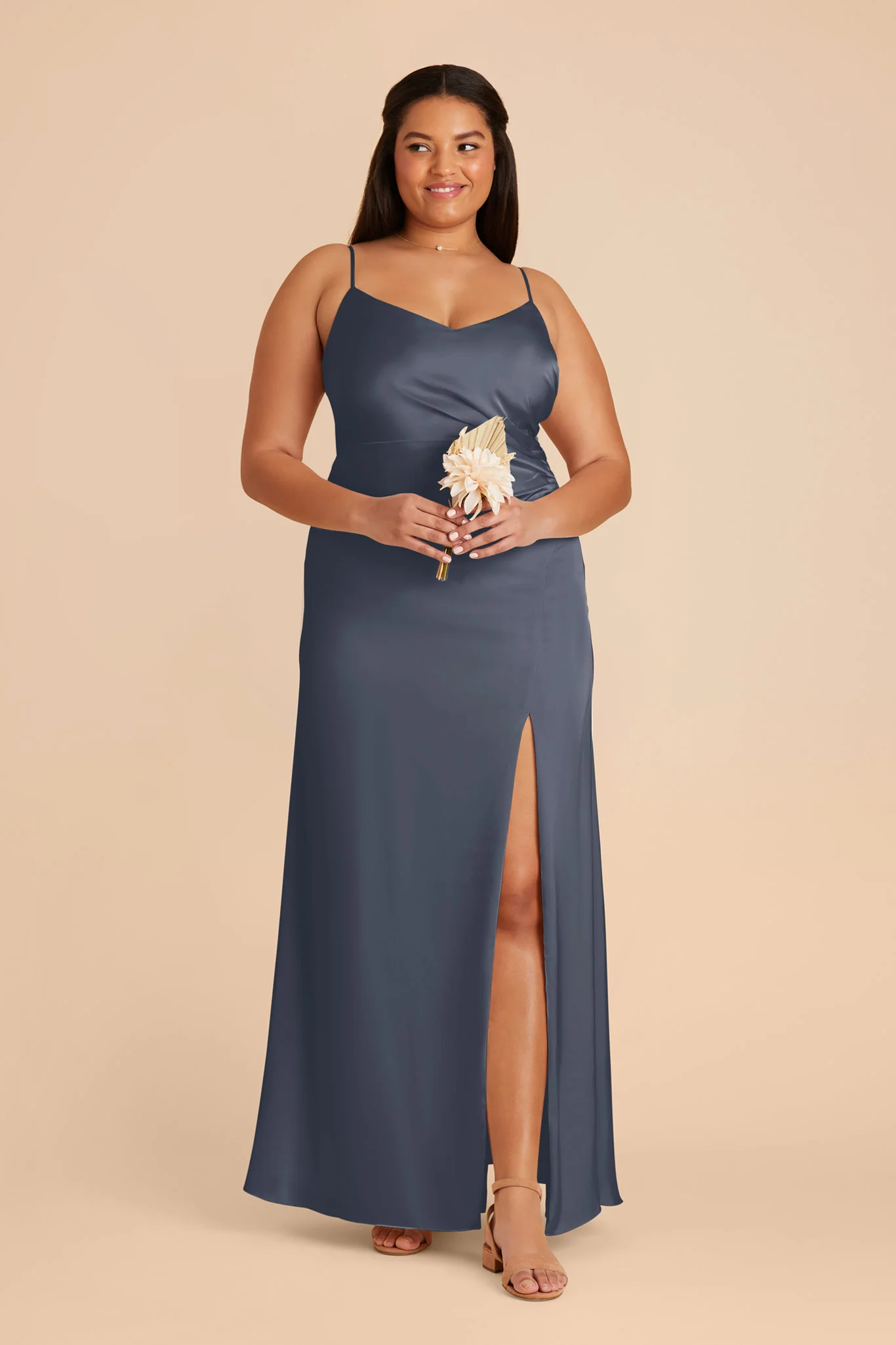 Catherine Matte Satin Dress - Dusk Blue - Image 6