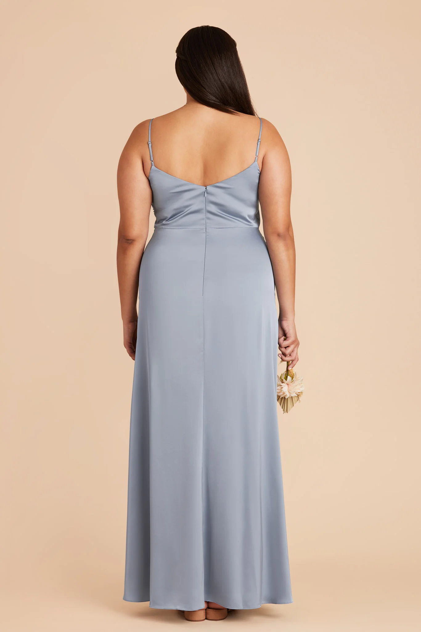 Catherine Matte Satin Dress - Dusty Blue - Image 10