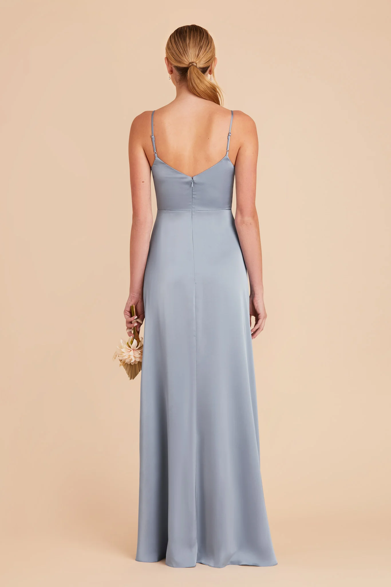 Catherine Matte Satin Dress - Dusty Blue - Image 6