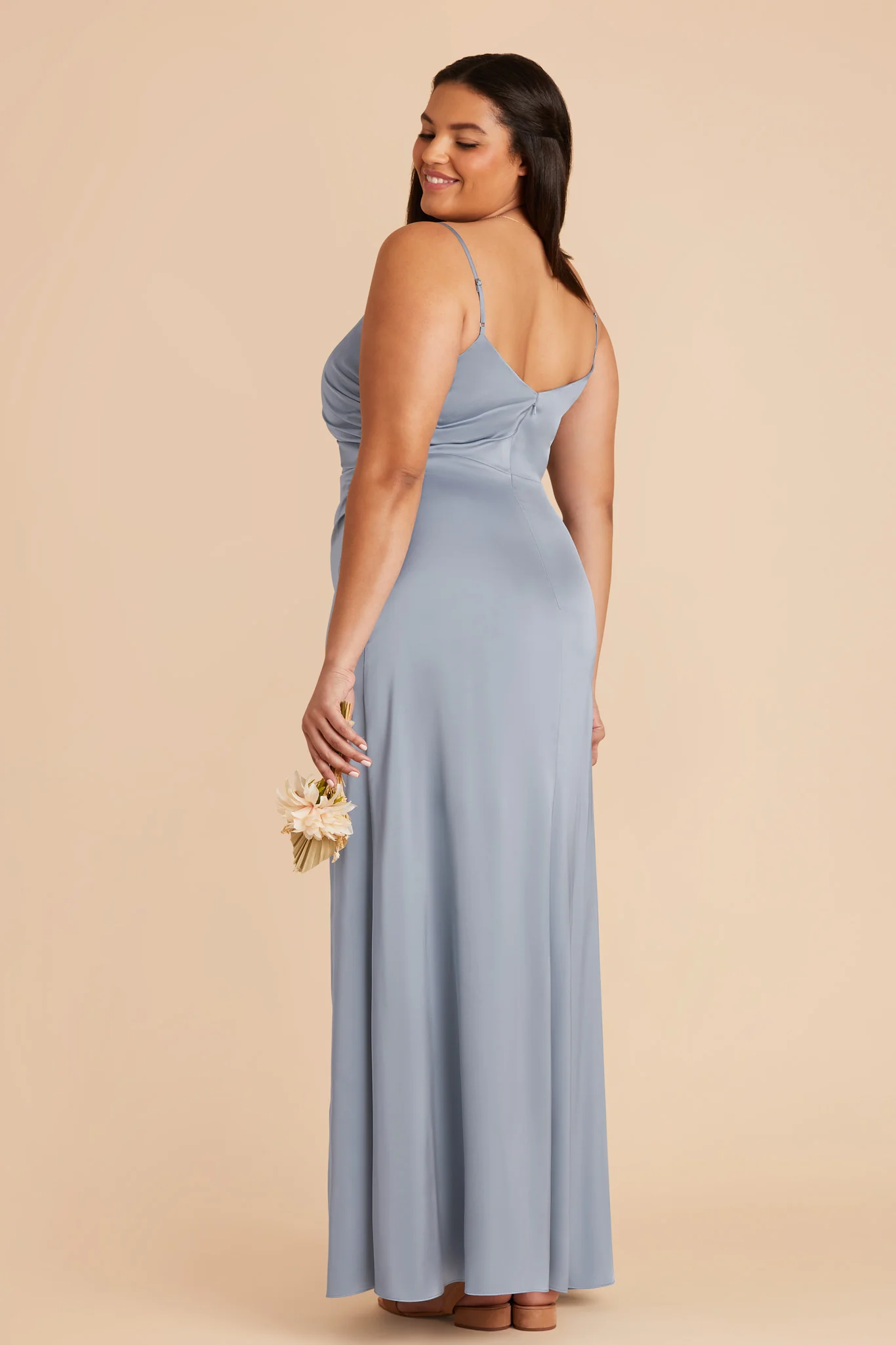 Catherine Matte Satin Dress - Dusty Blue - Image 8