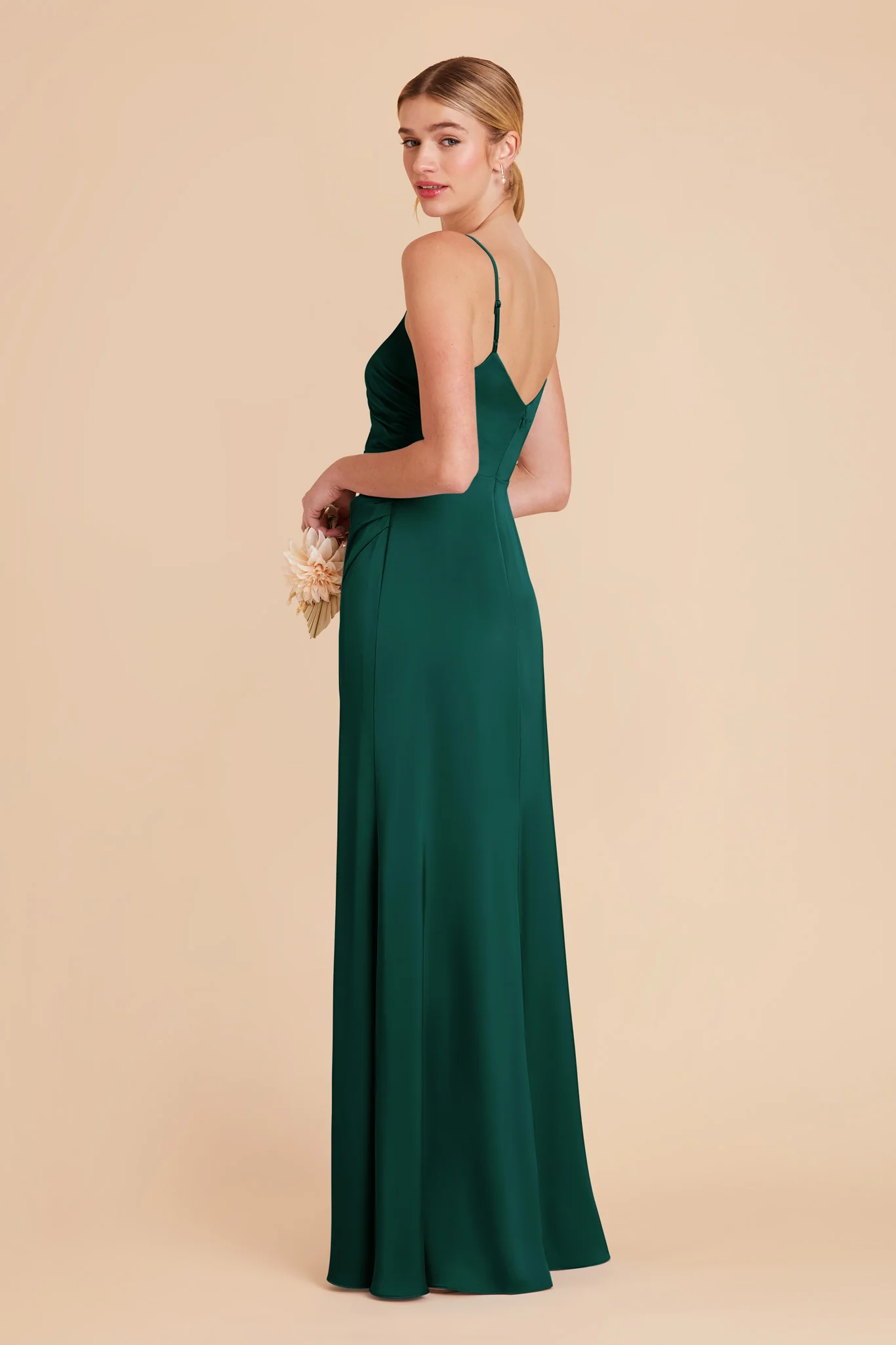 Catherine Matte Satin Dress - Emerald - Image 4