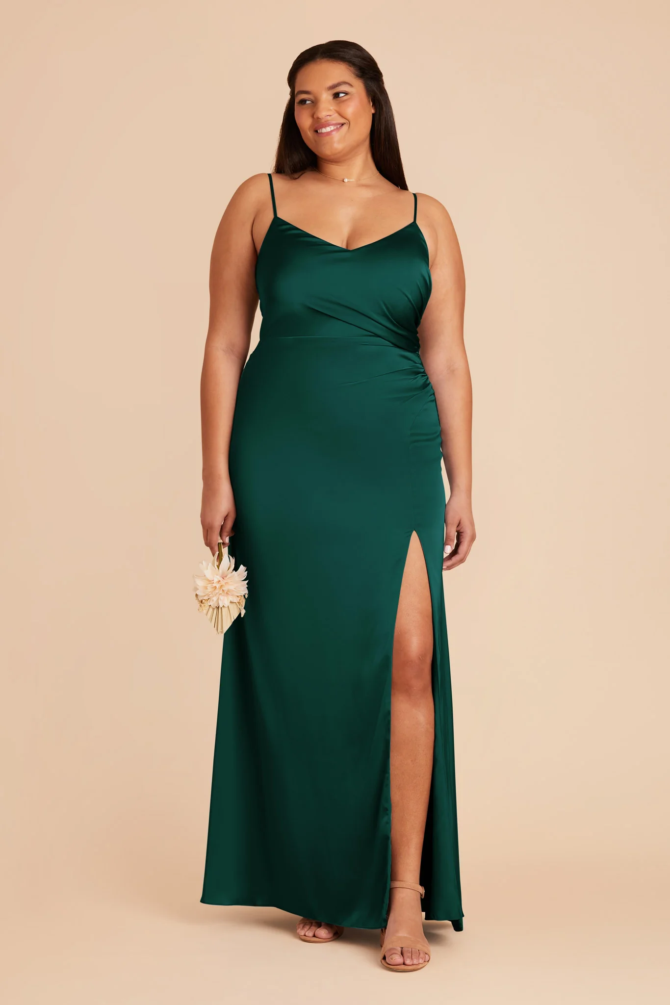 Catherine Matte Satin Dress - Emerald - Image 6