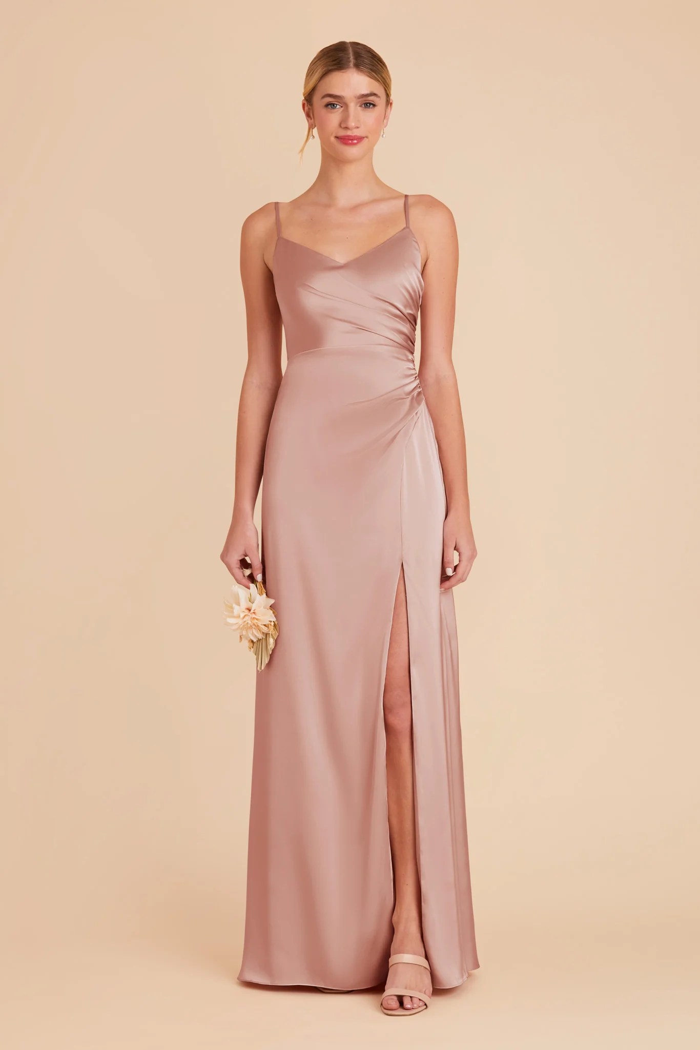 Catherine Matte Satin Dress - English Rose