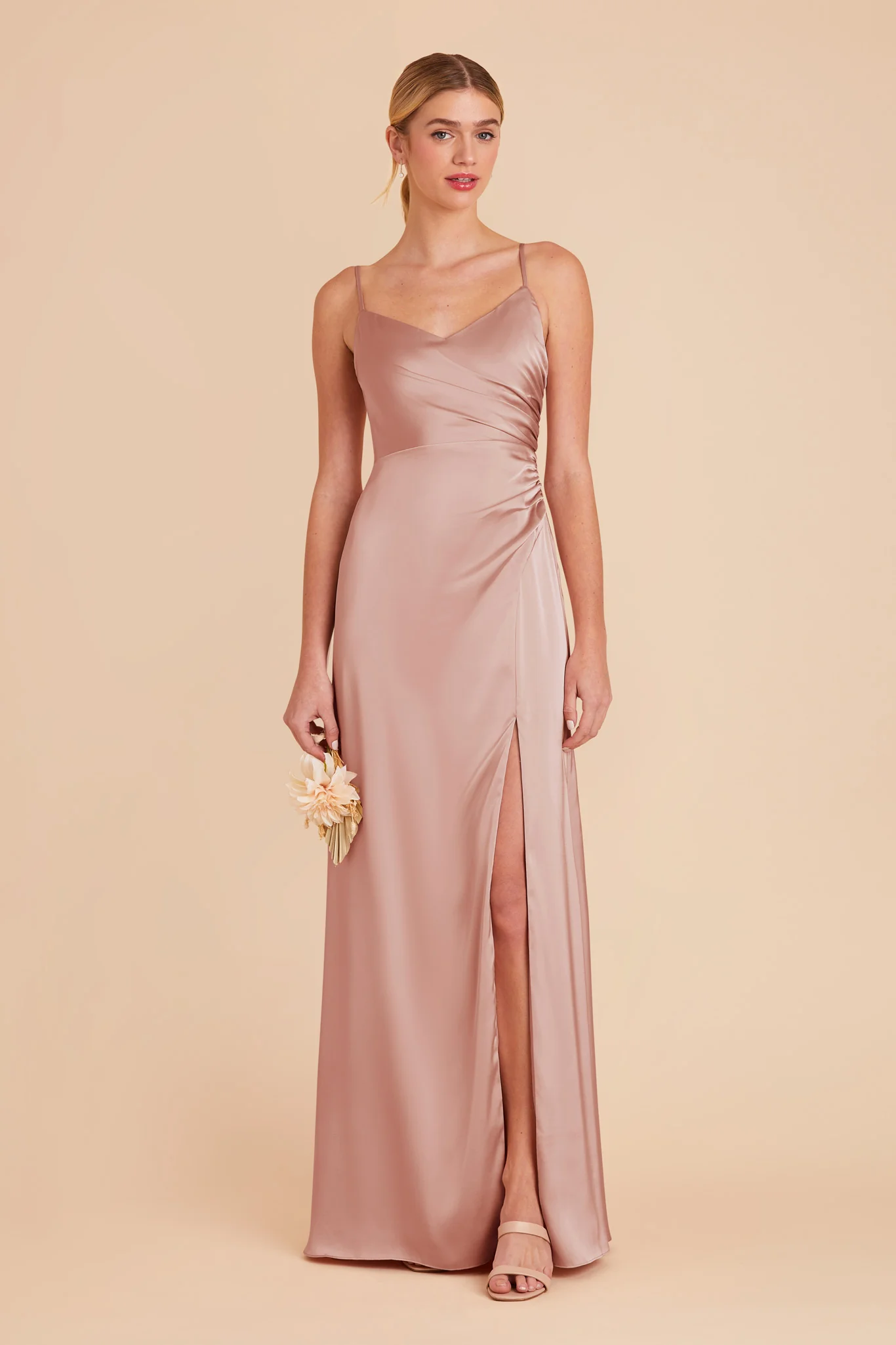 Catherine Matte Satin Dress - English Rose - Image 3
