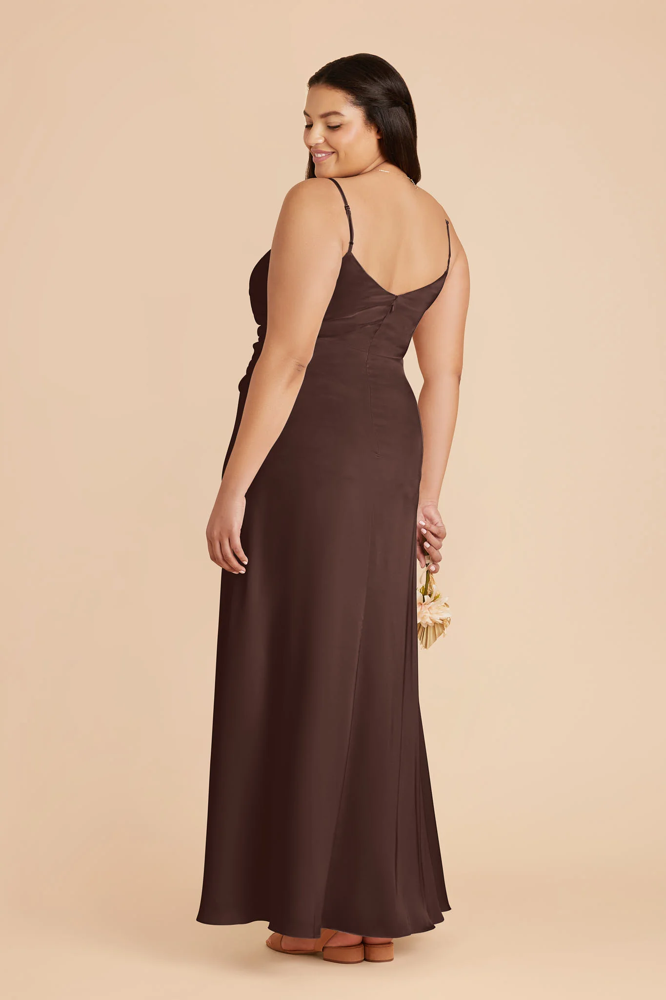 Catherine Matte Satin Dress - Espresso - Image 6