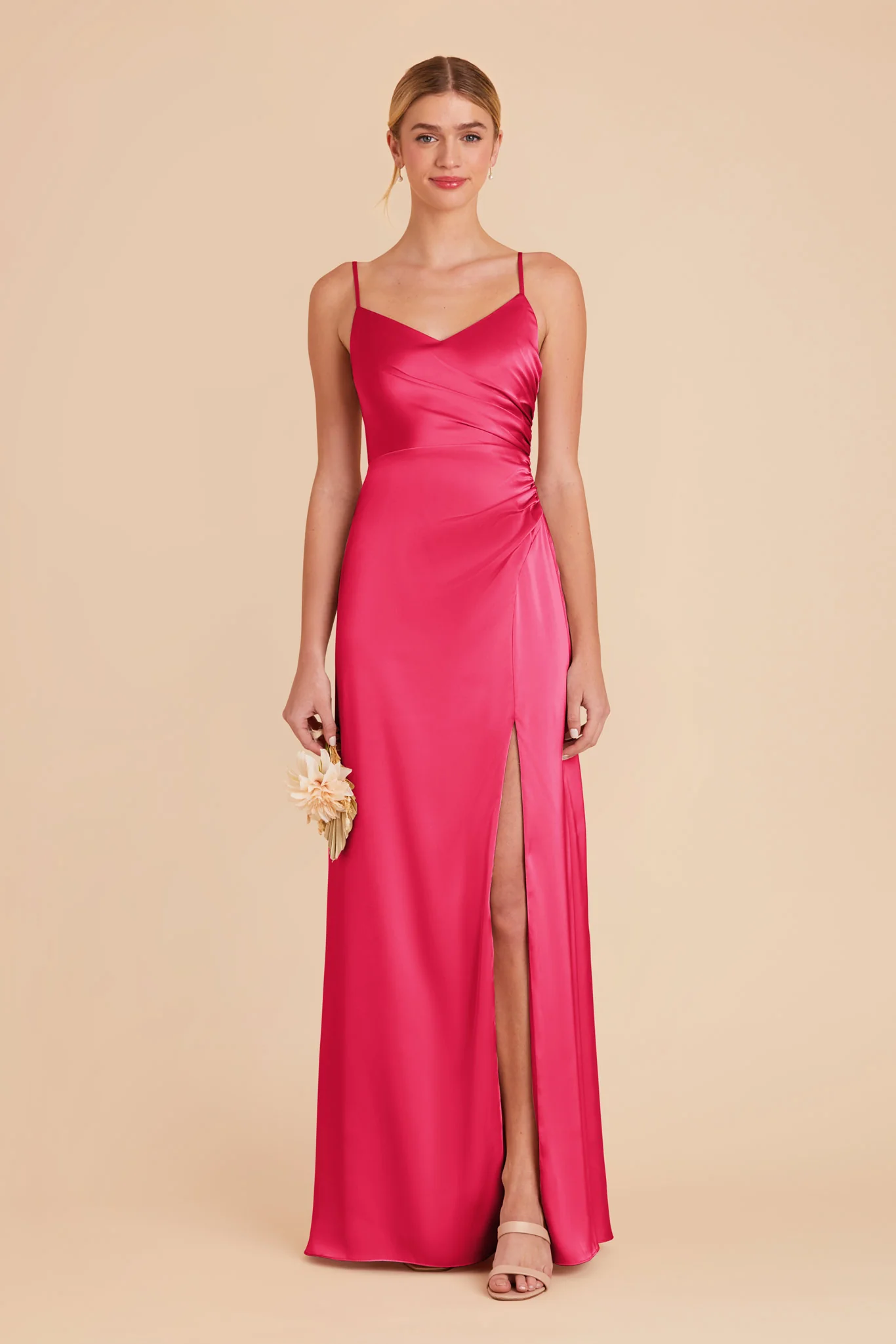 Catherine Matte Satin Dress - Fuchsia - Image 3