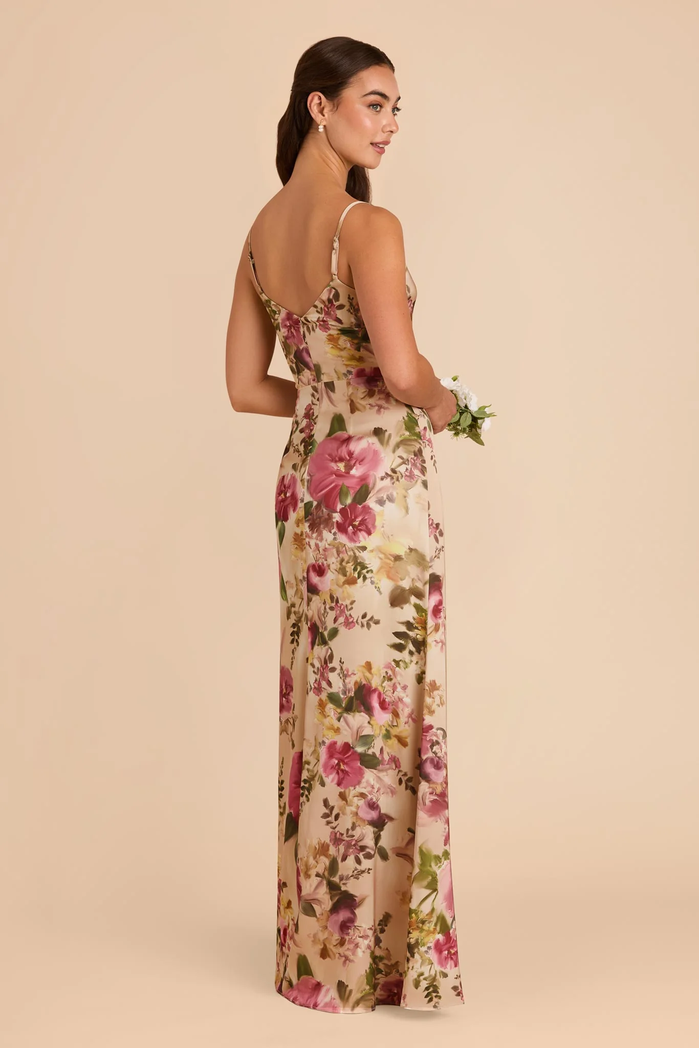 Catherine Matte Satin Dress - Hazelnut Moody Blooms - Image 3