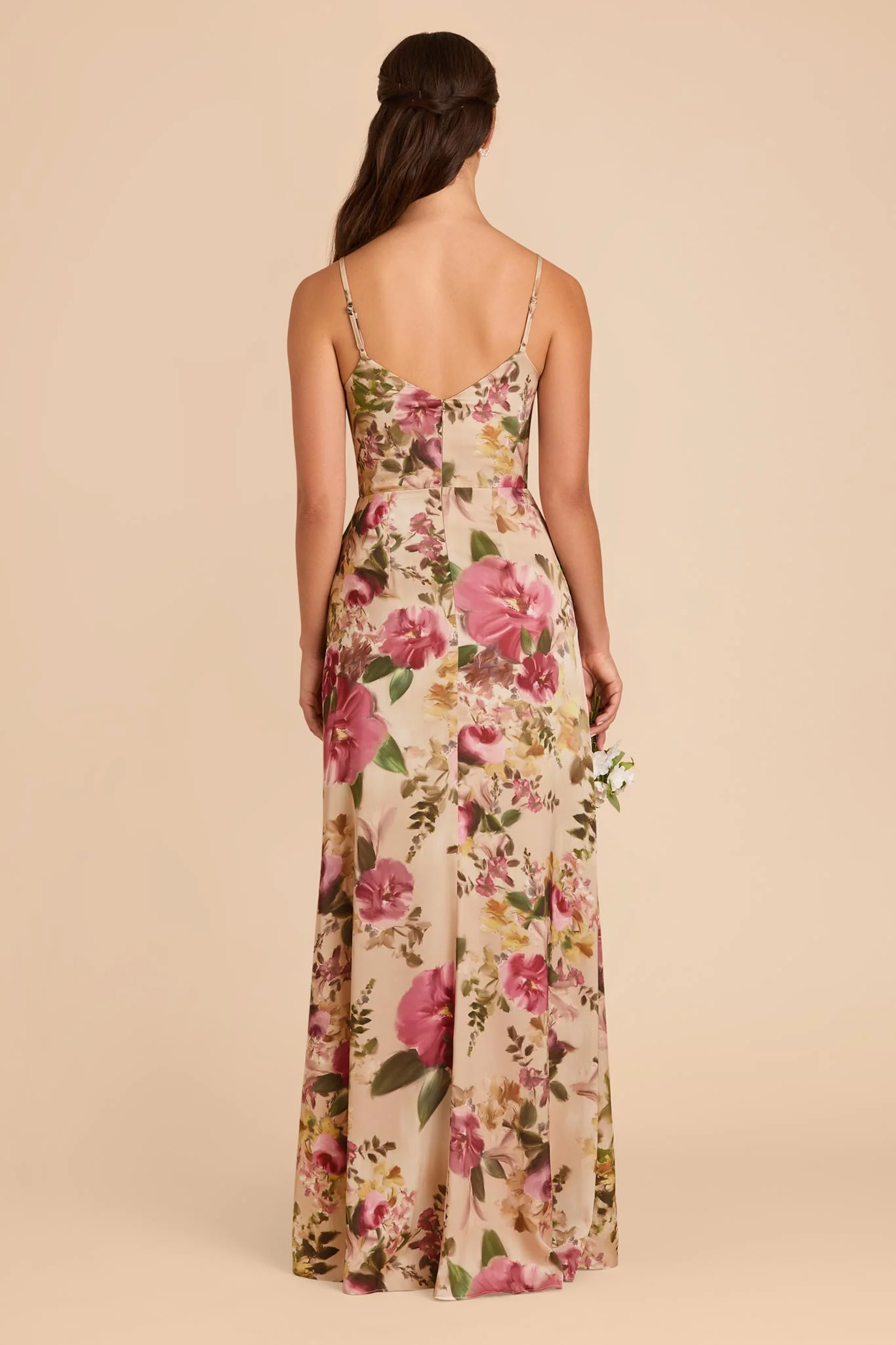 Catherine Matte Satin Dress - Hazelnut Moody Blooms - Image 4