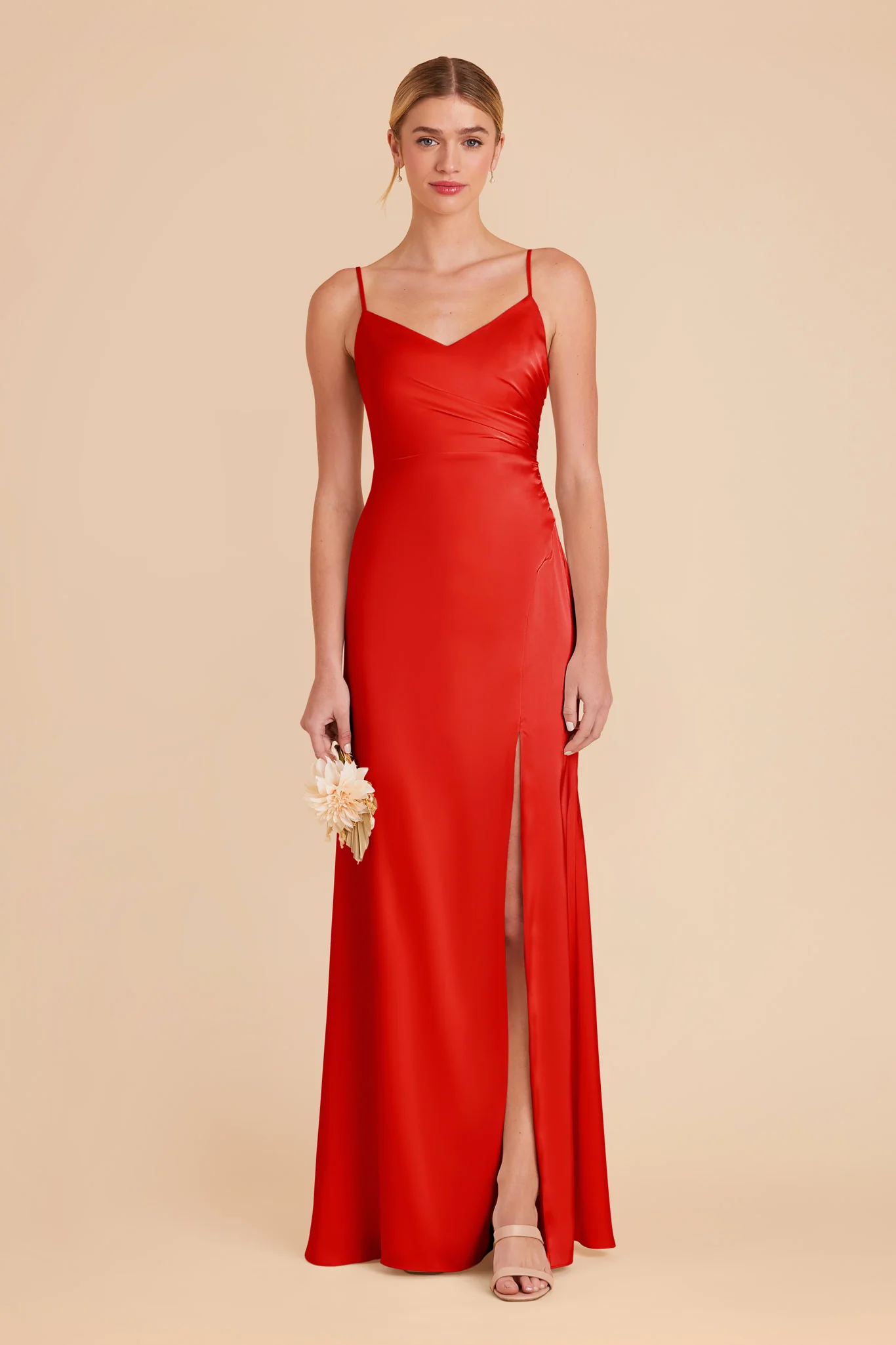 Catherine Matte Satin Dress - Lipstick Red