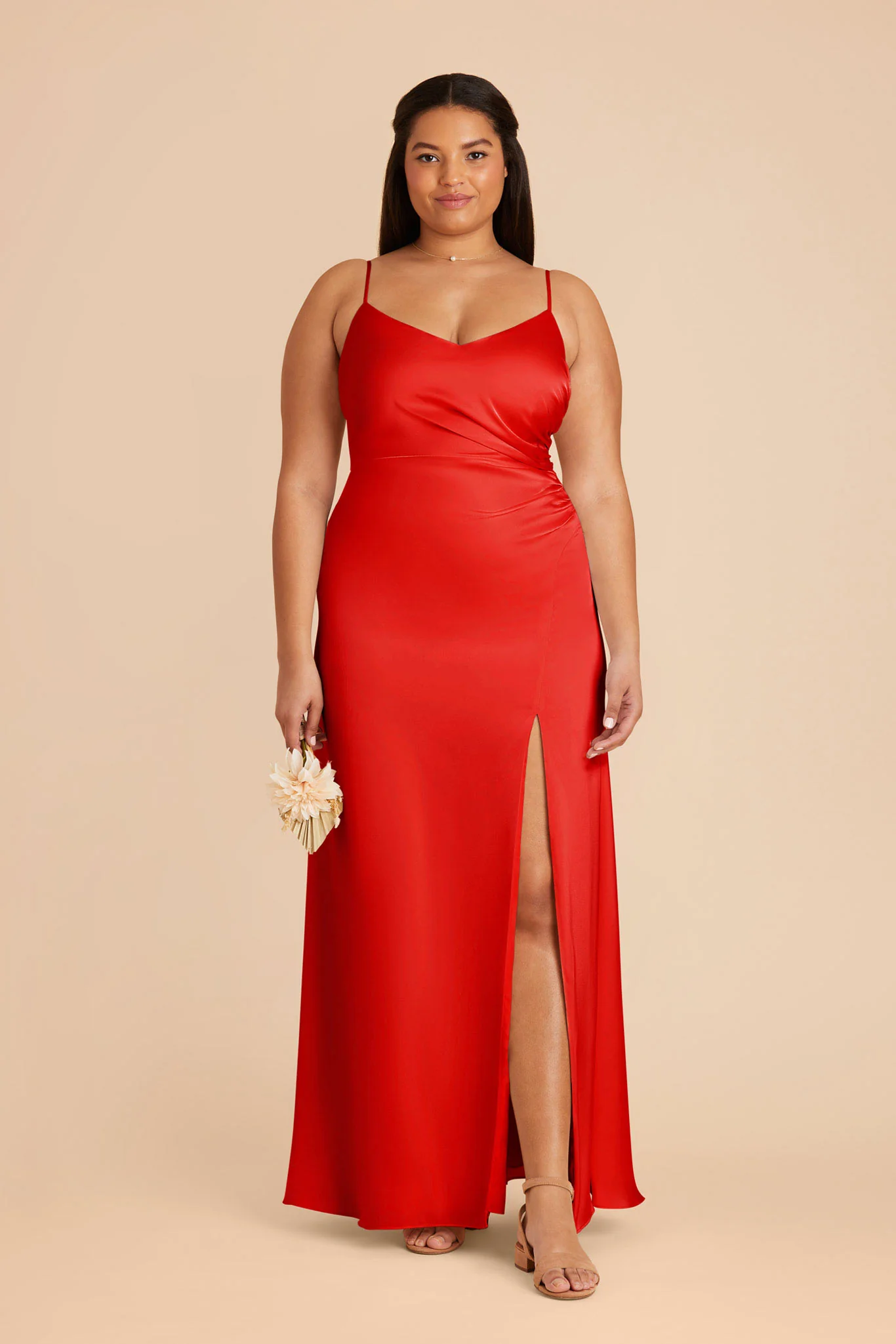 Catherine Matte Satin Dress - Lipstick Red - Image 2