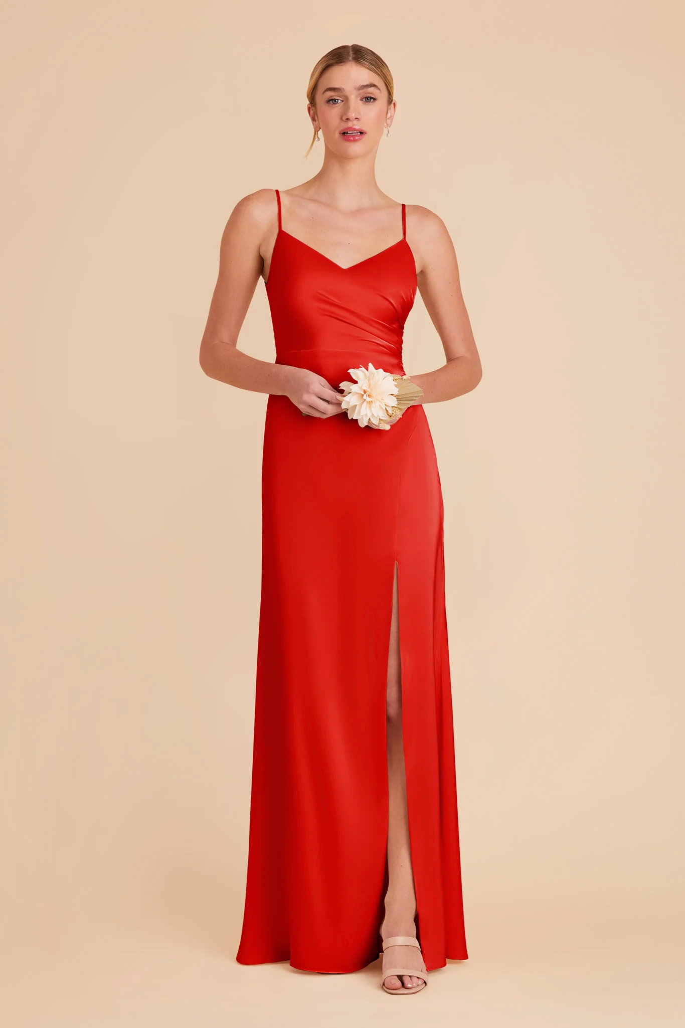 Catherine Matte Satin Dress - Lipstick Red - Image 3