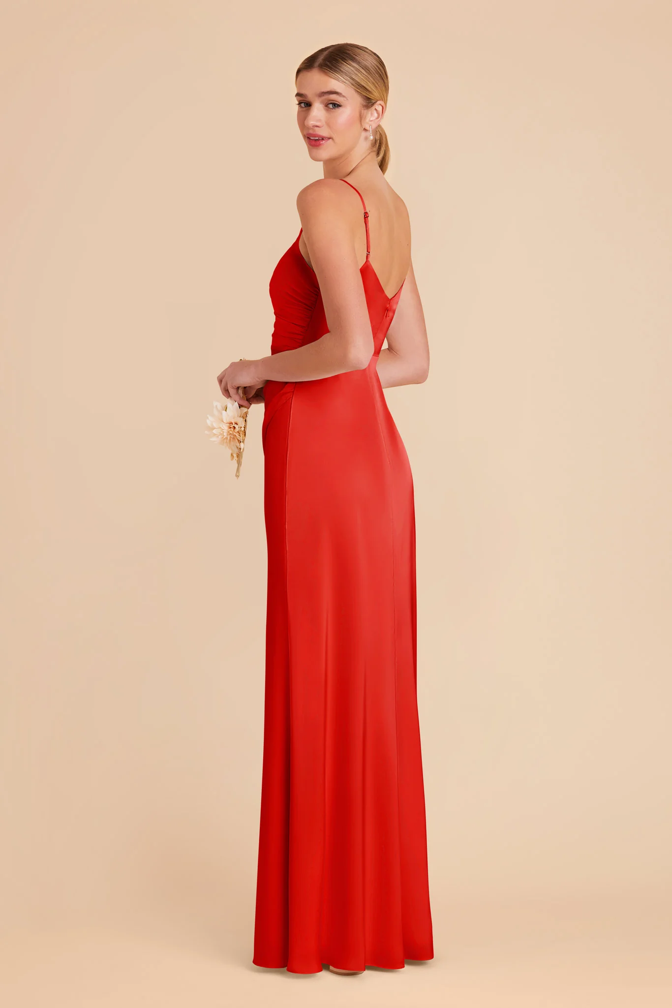Catherine Matte Satin Dress - Lipstick Red - Image 4