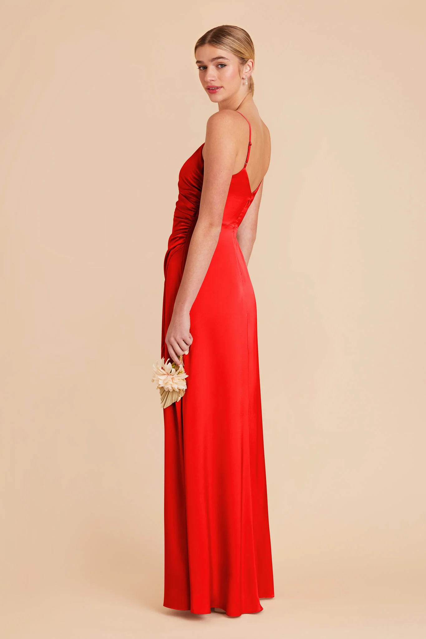 Catherine Matte Satin Dress - Lipstick Red - Image 8