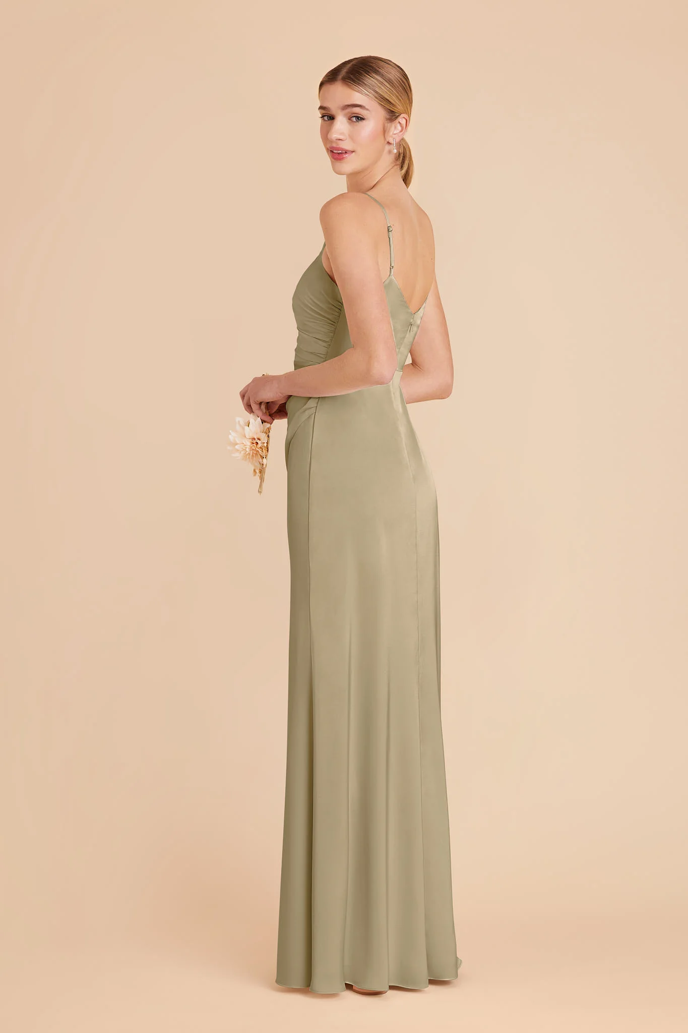 Catherine Matte Satin Dress - Moss Green - Image 4