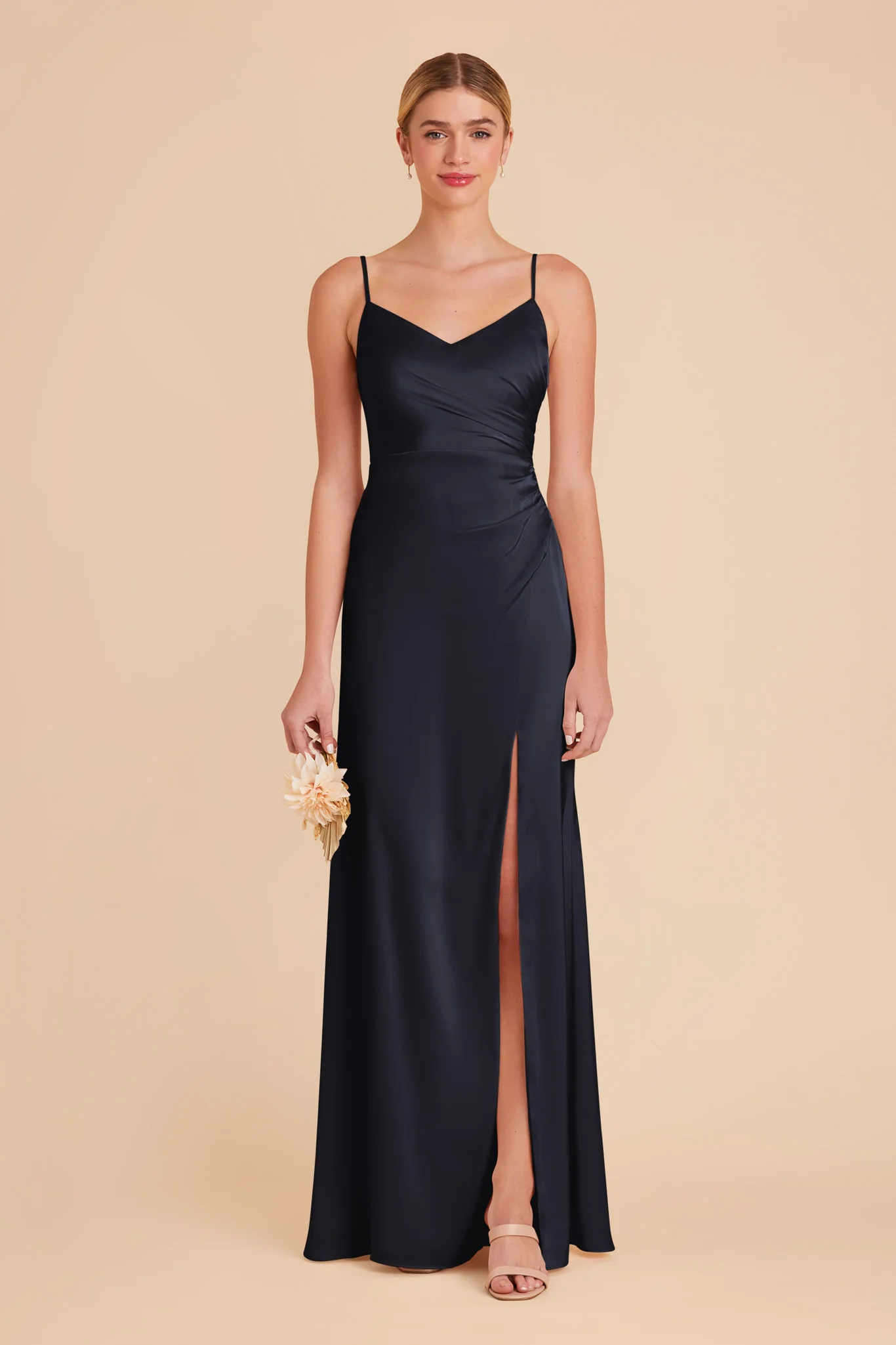 Catherine Matte Satin Dress - Navy