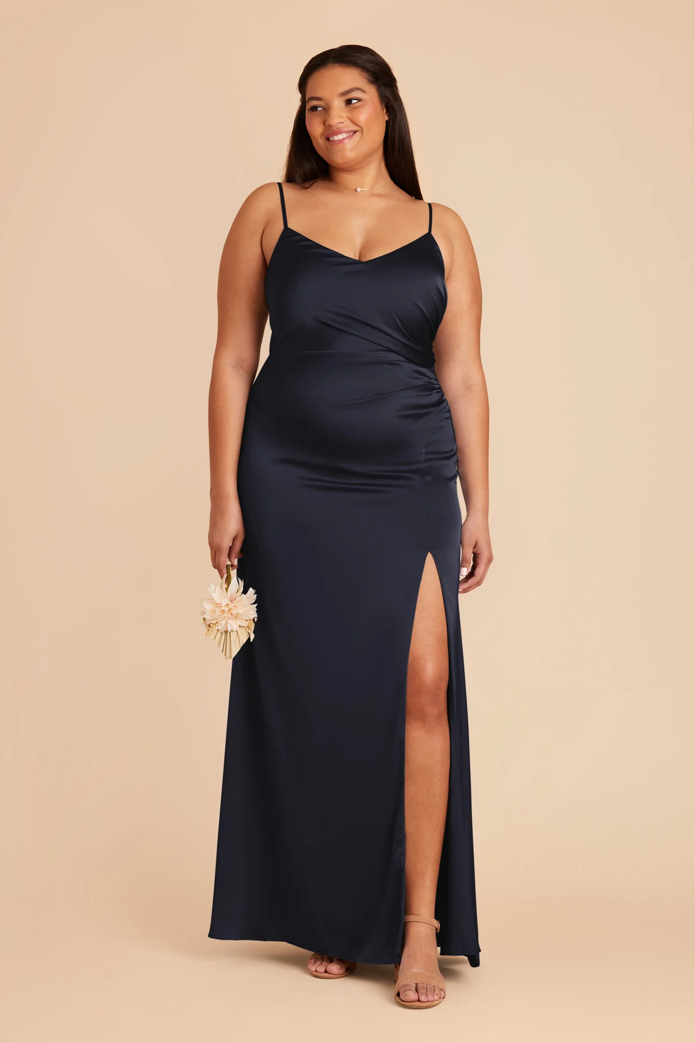 Catherine Matte Satin Dress - Navy - Image 2