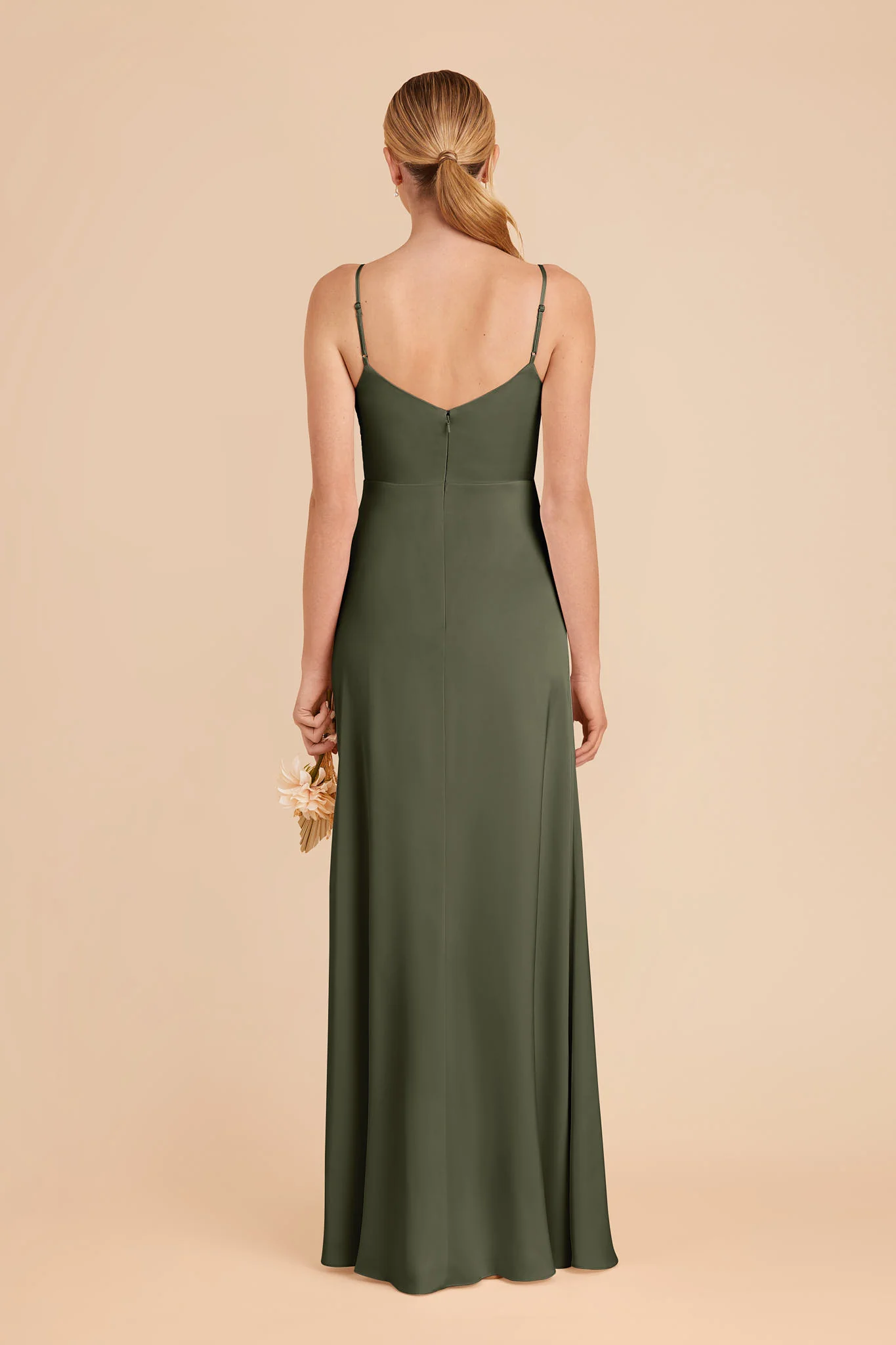 Catherine Matte Satin Dress - Olive - Image 4