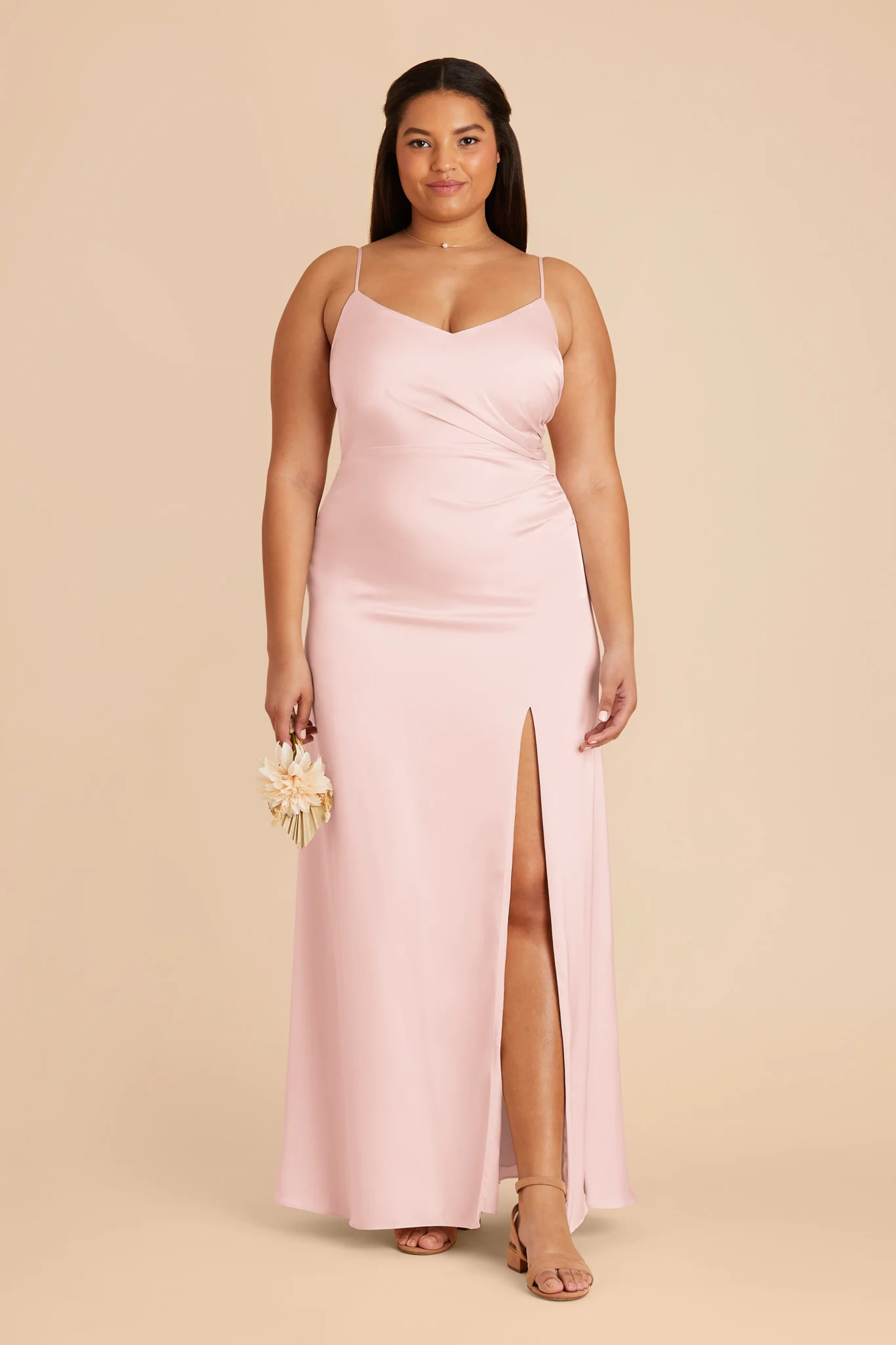 Catherine Matte Satin Dress - Pale Blush - Image 2