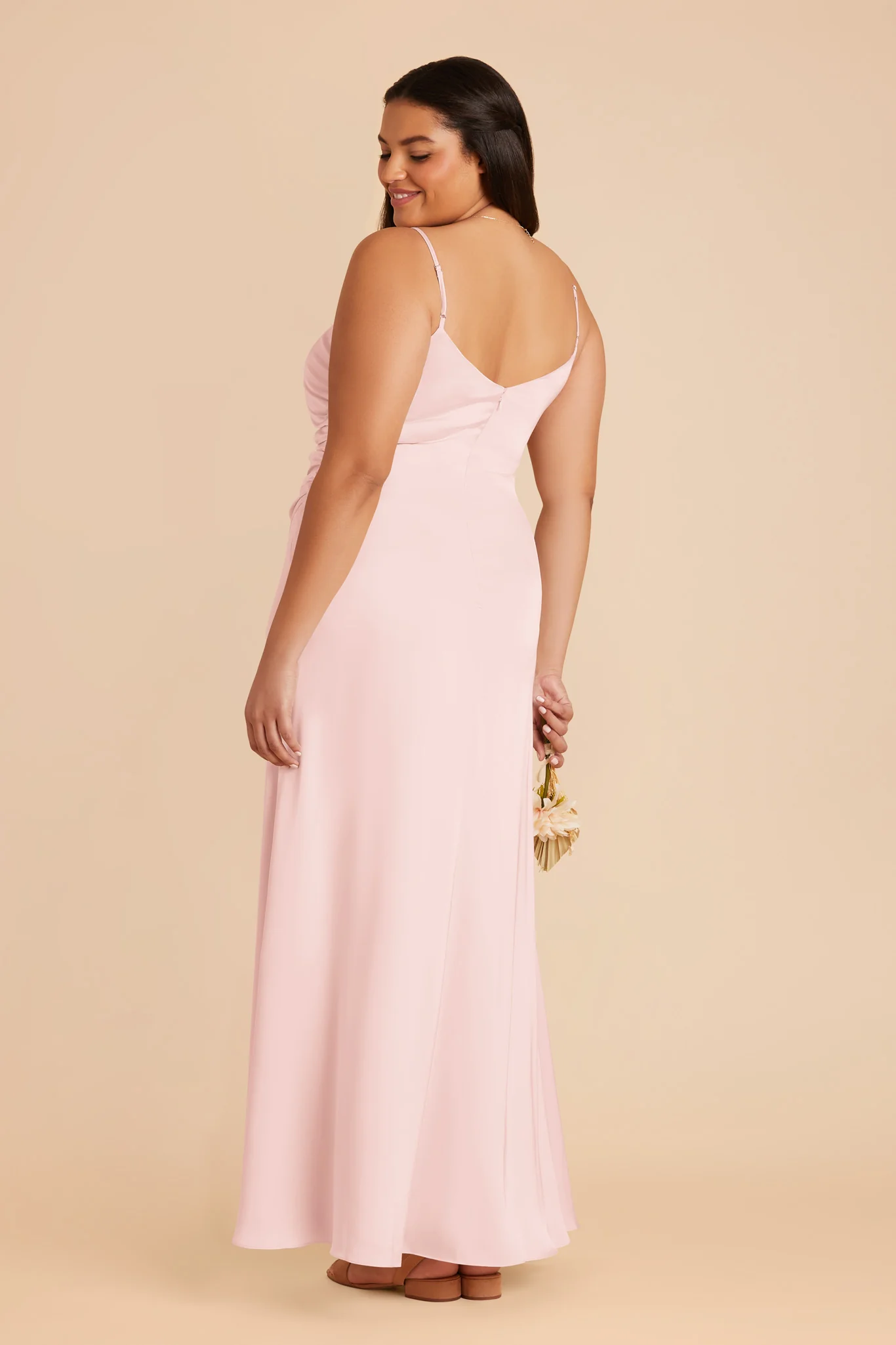 Catherine Matte Satin Dress - Pale Blush - Image 8