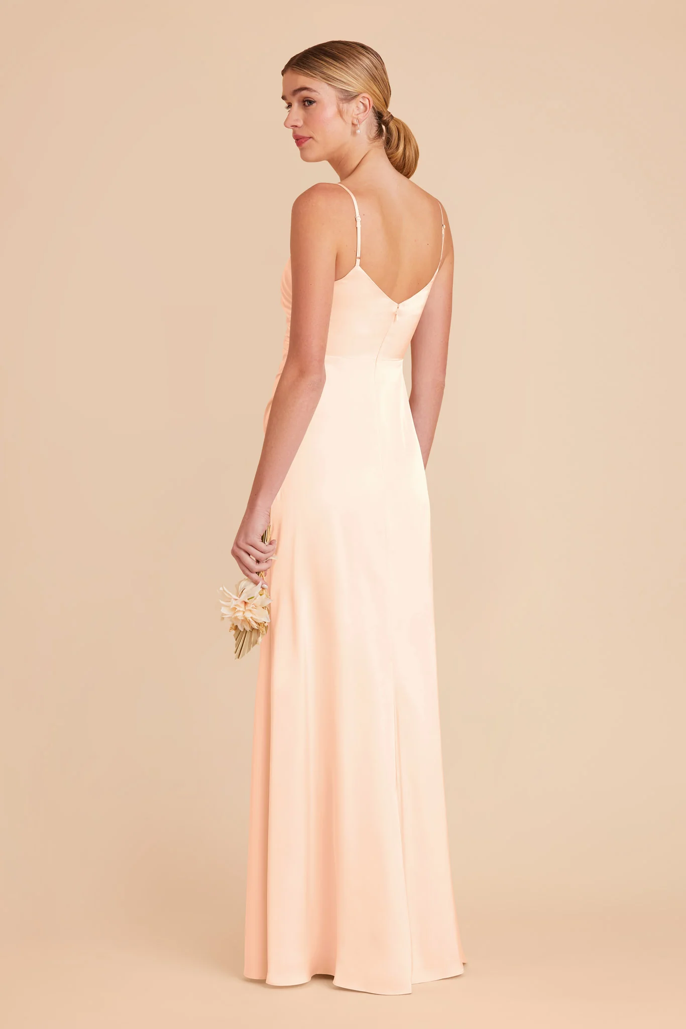 Catherine Matte Satin Dress - Peach Cream - Image 5