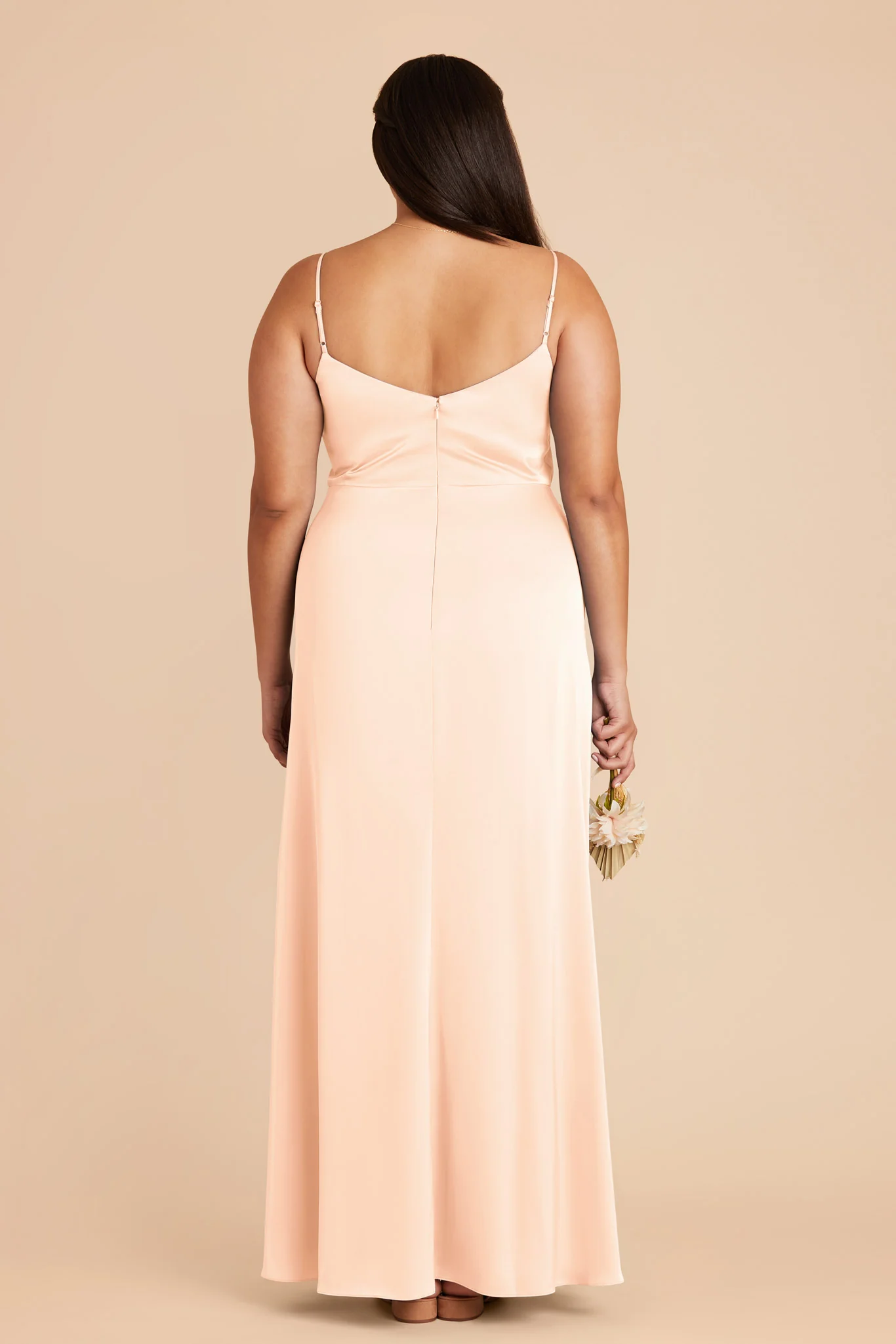 Catherine Matte Satin Dress - Peach Cream - Image 9
