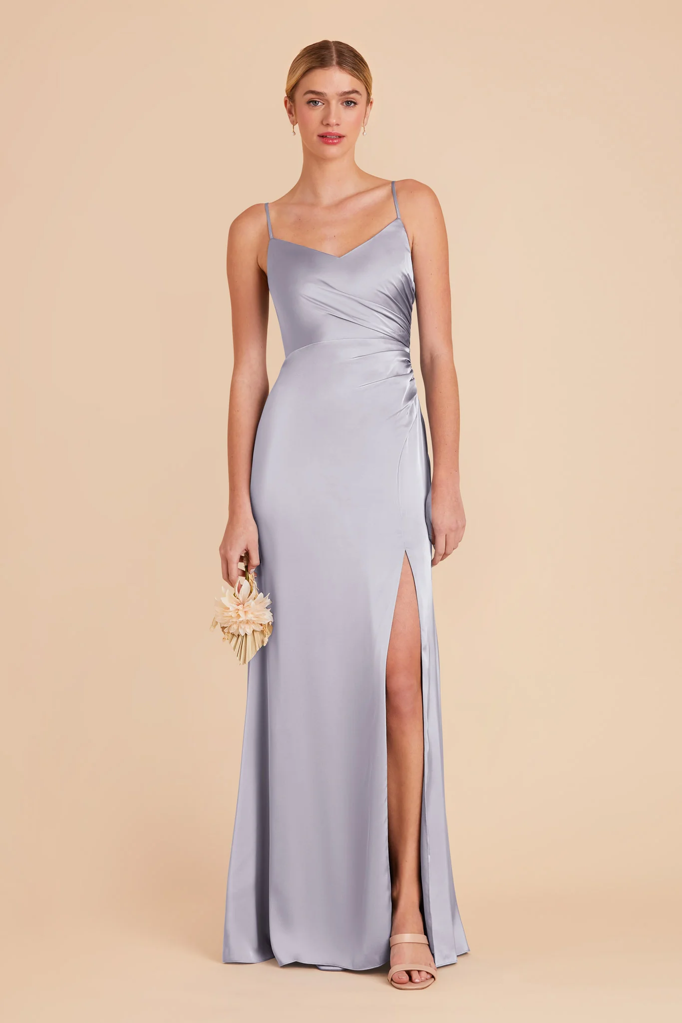 Catherine Matte Satin Dress - Periwinkle Blue