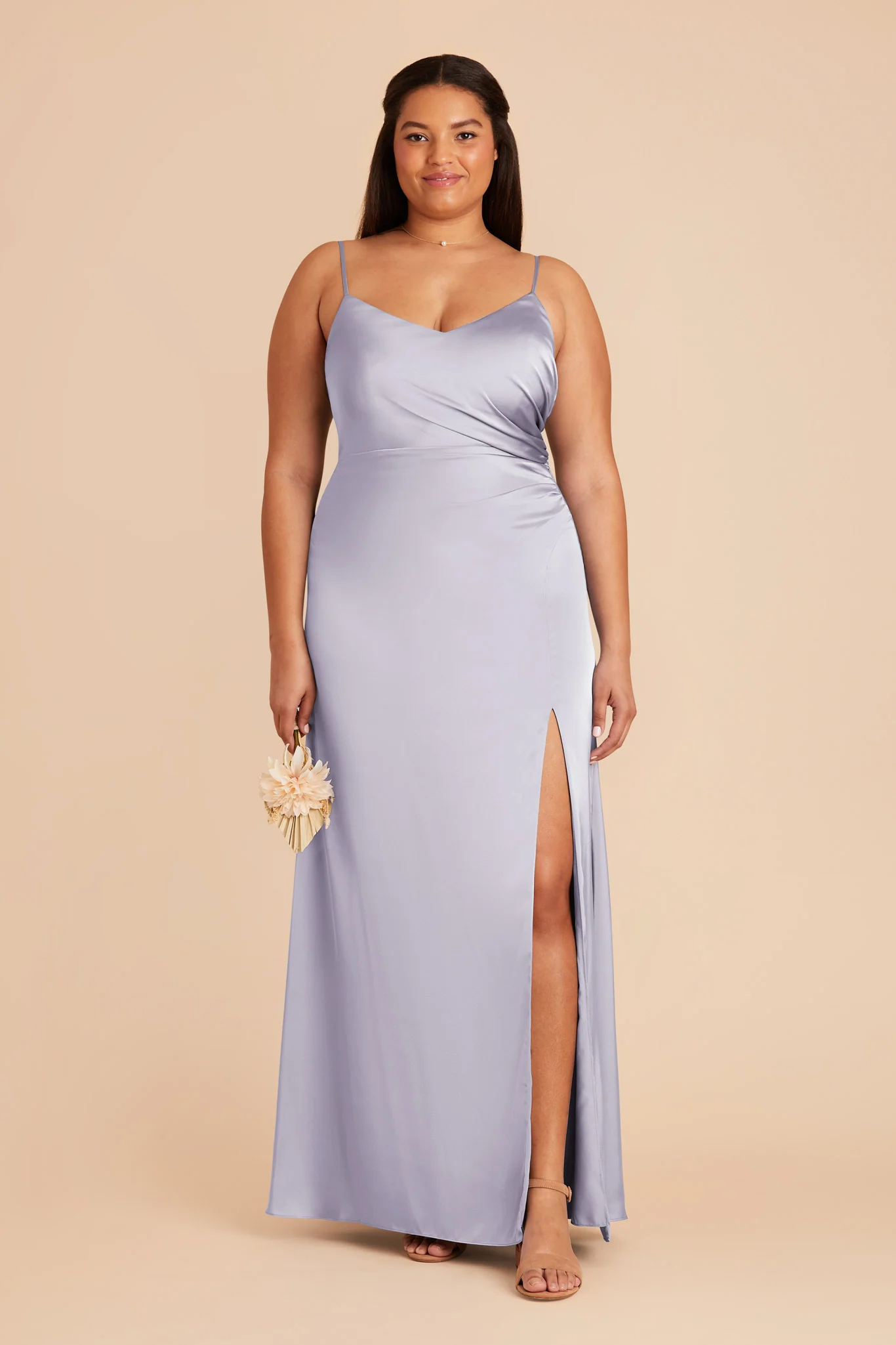 Catherine Matte Satin Dress - Periwinkle Blue - Image 2