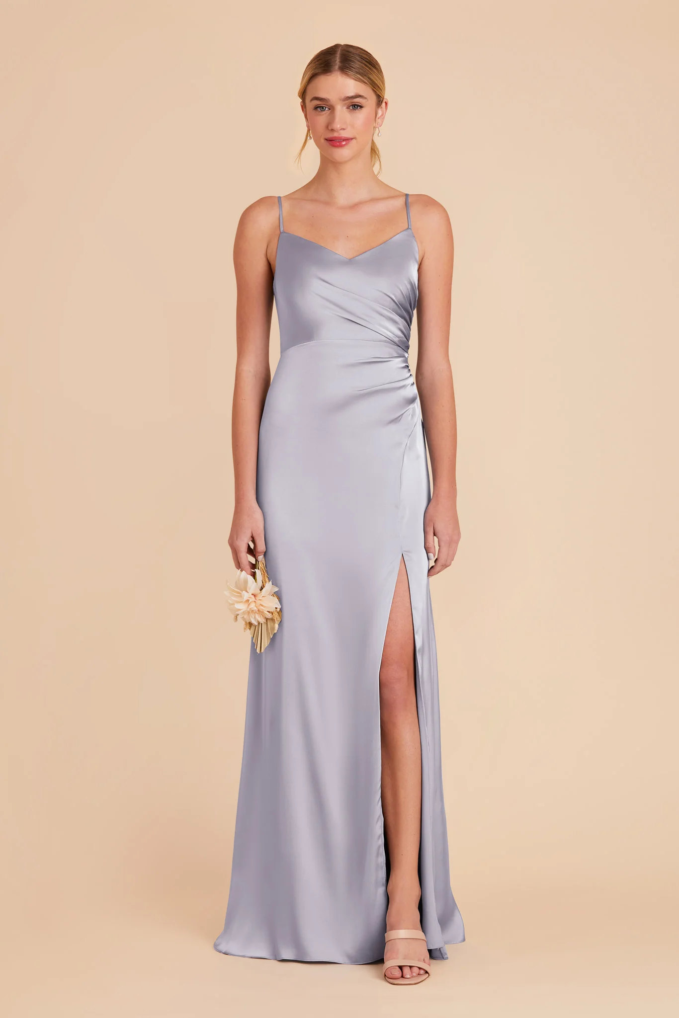 Catherine Matte Satin Dress - Periwinkle Blue - Image 3