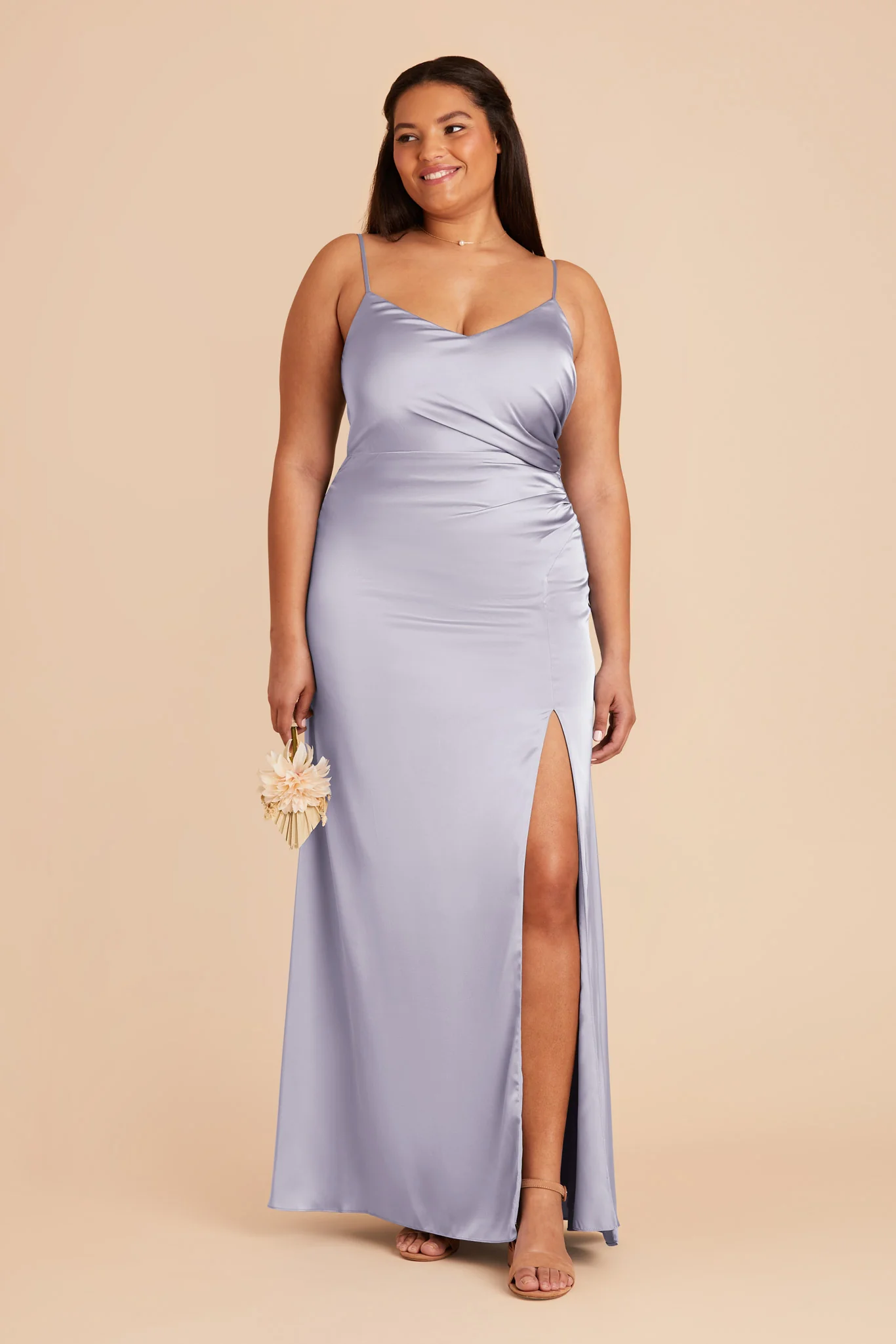 Catherine Matte Satin Dress - Periwinkle Blue - Image 7