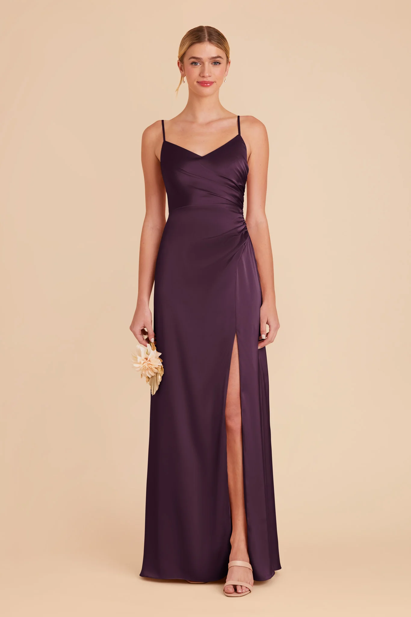 Catherine Matte Satin Dress - Plum